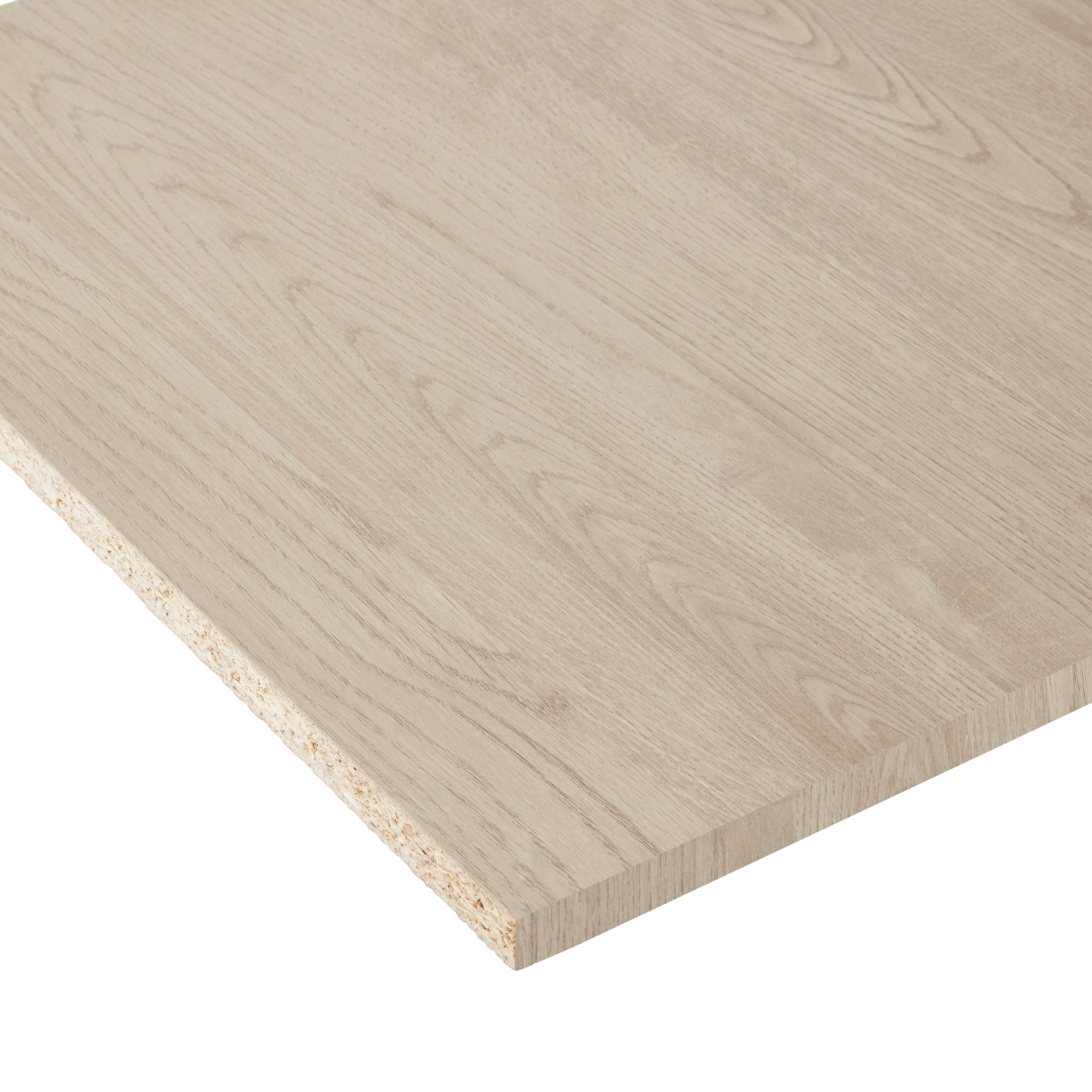 Matt Light oak effect Semi edged Furniture panel, (L)2.5m (W)600mm (T)18mm
