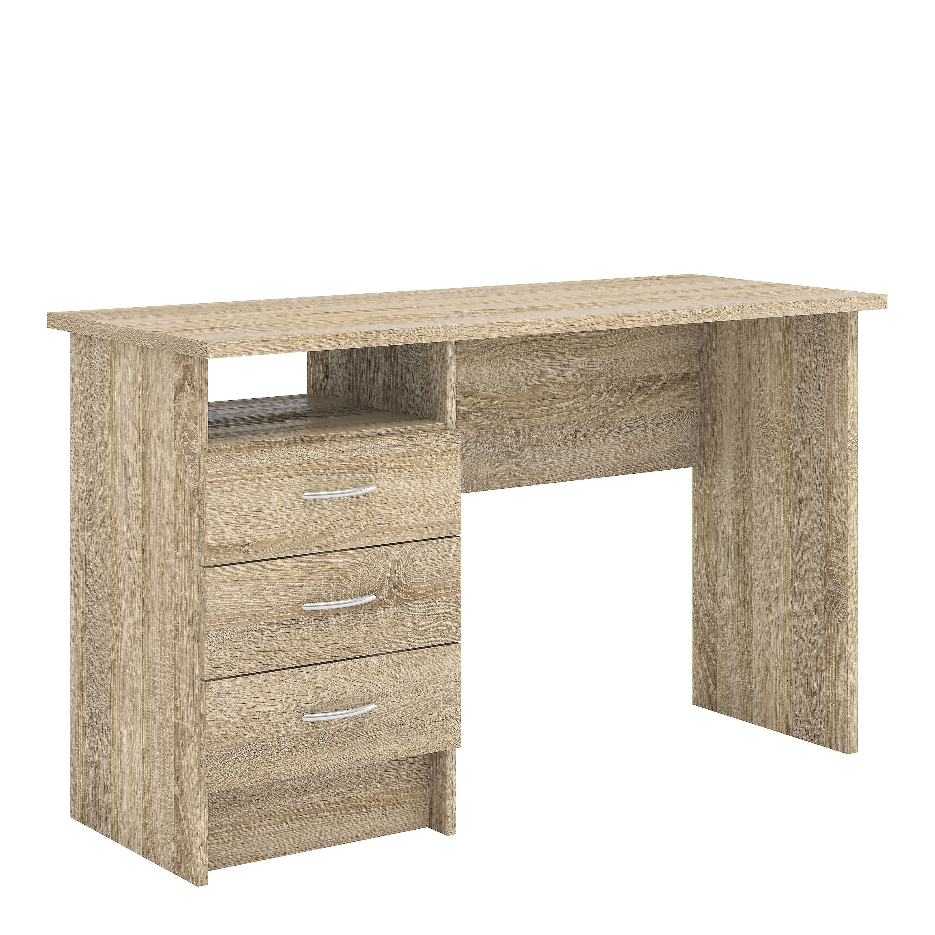 Matt oak effect 3 drawer Desk (H)726mm (W)1201mm (D)481mm