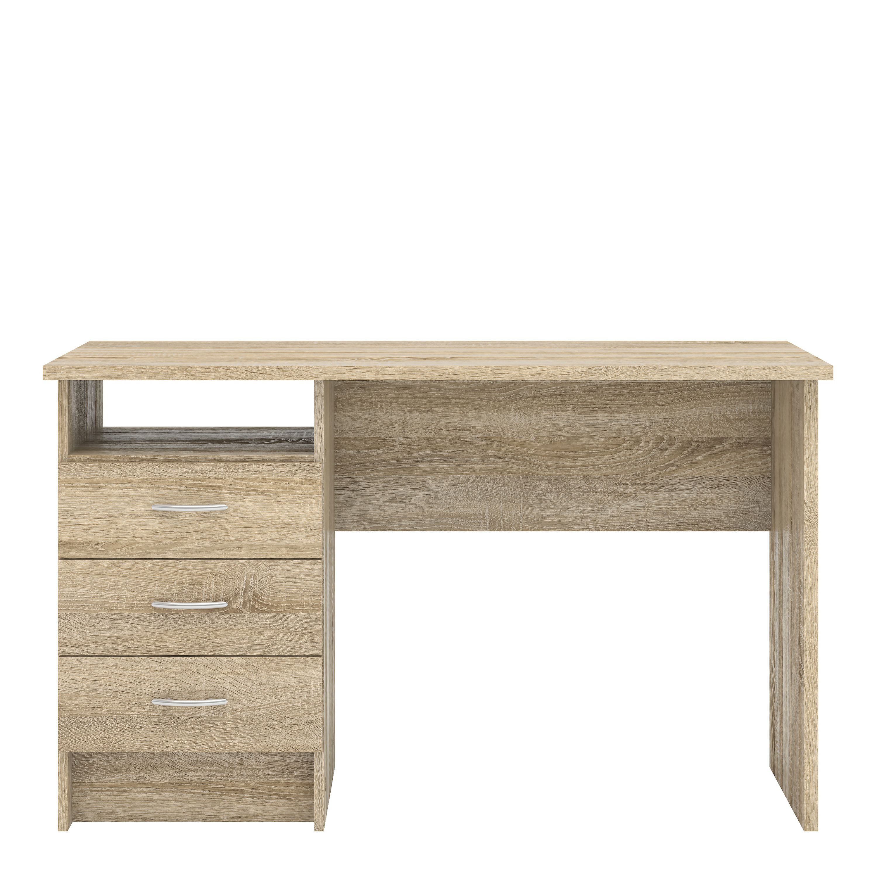 Matt oak effect 3 drawer Desk H 726mm W 1201mm D 481mm DIY at B Q