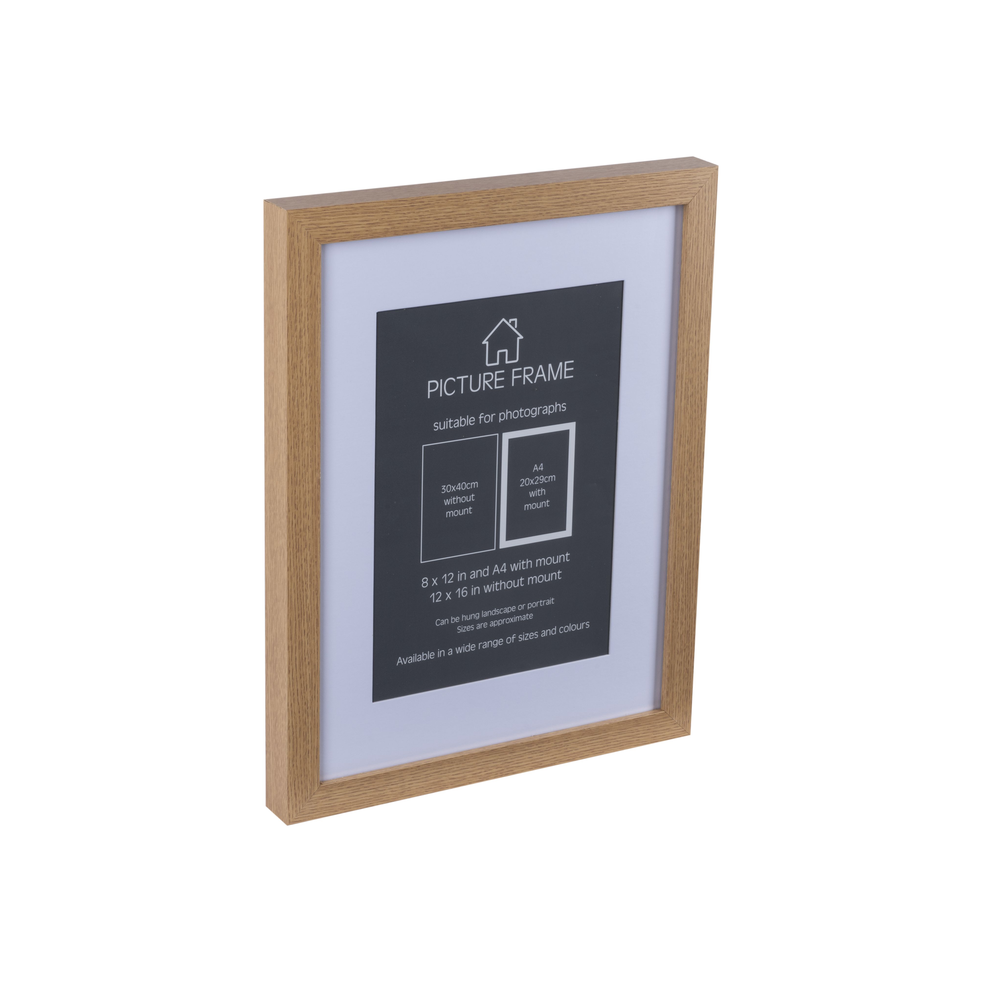 Matt Oak effect Box Single Picture frame (H)44cm x (W)34cm