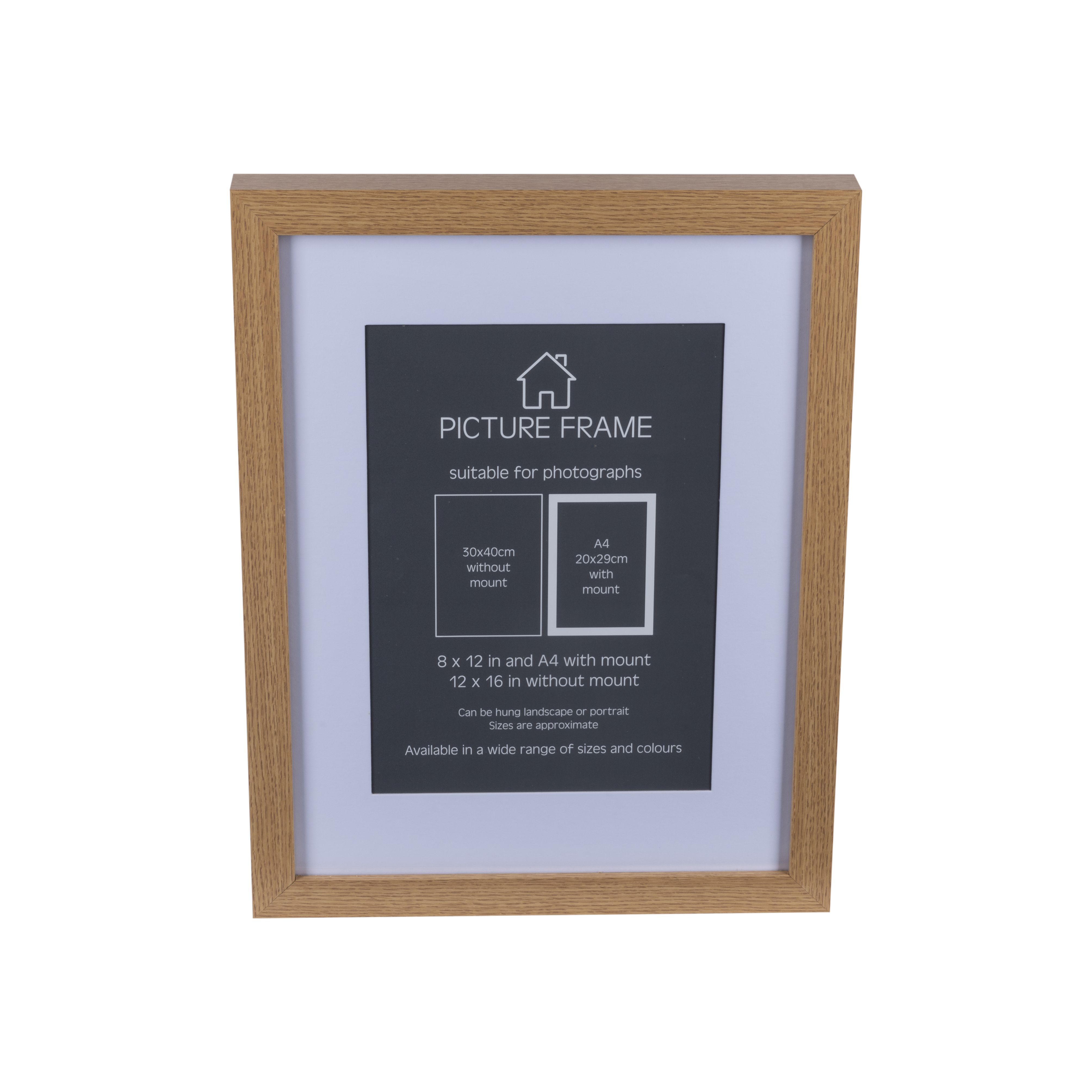 Matt Oak effect Box Single Picture frame (H)44cm x (W)34cm