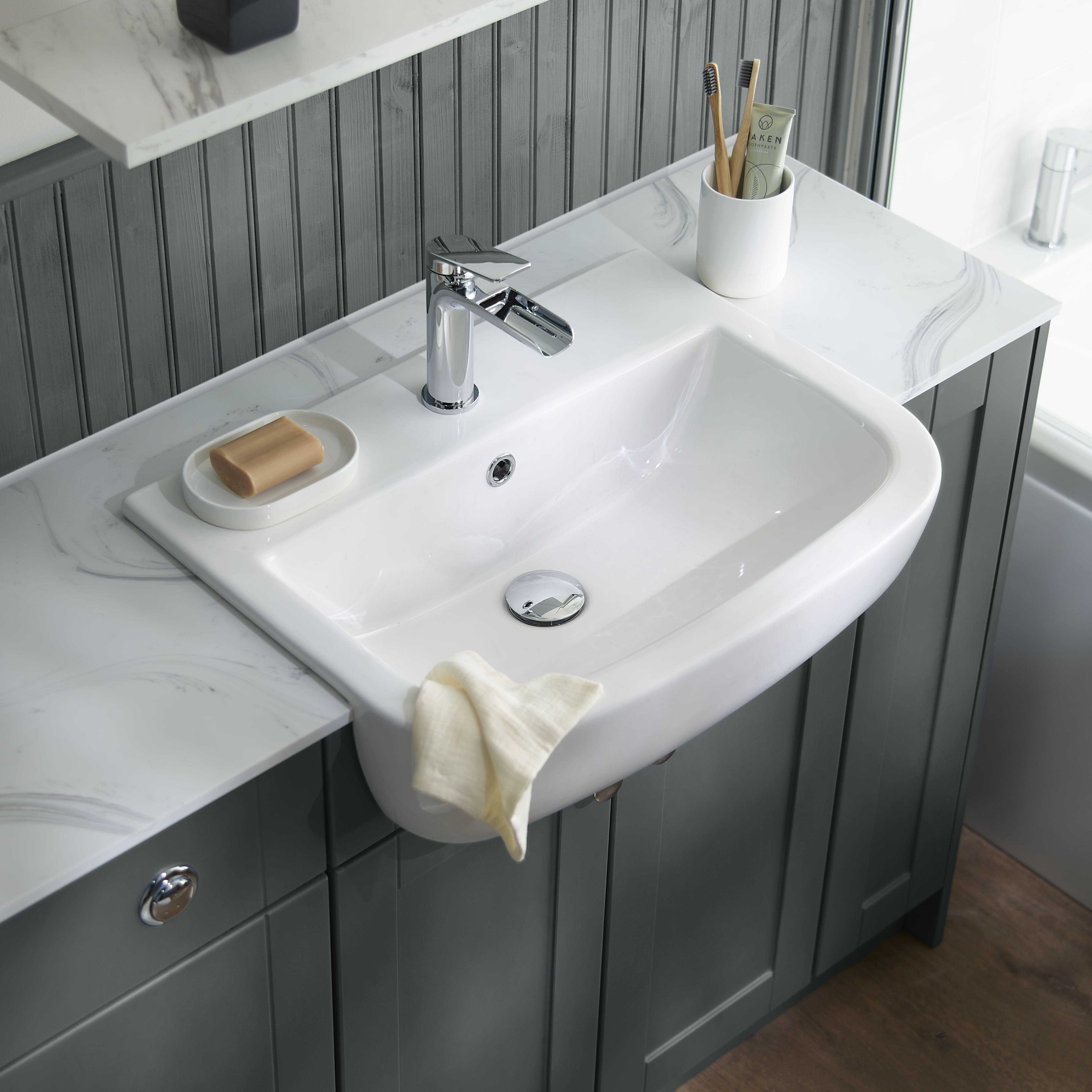 12mm Matt White Marble effect Acrylic Worktop - 4