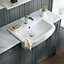 Matt White Marble effect Chamfered straight edge Acrylic Bathroom Worktop (T) 1.2cm x (L) 122cm x (W) 38.5cm