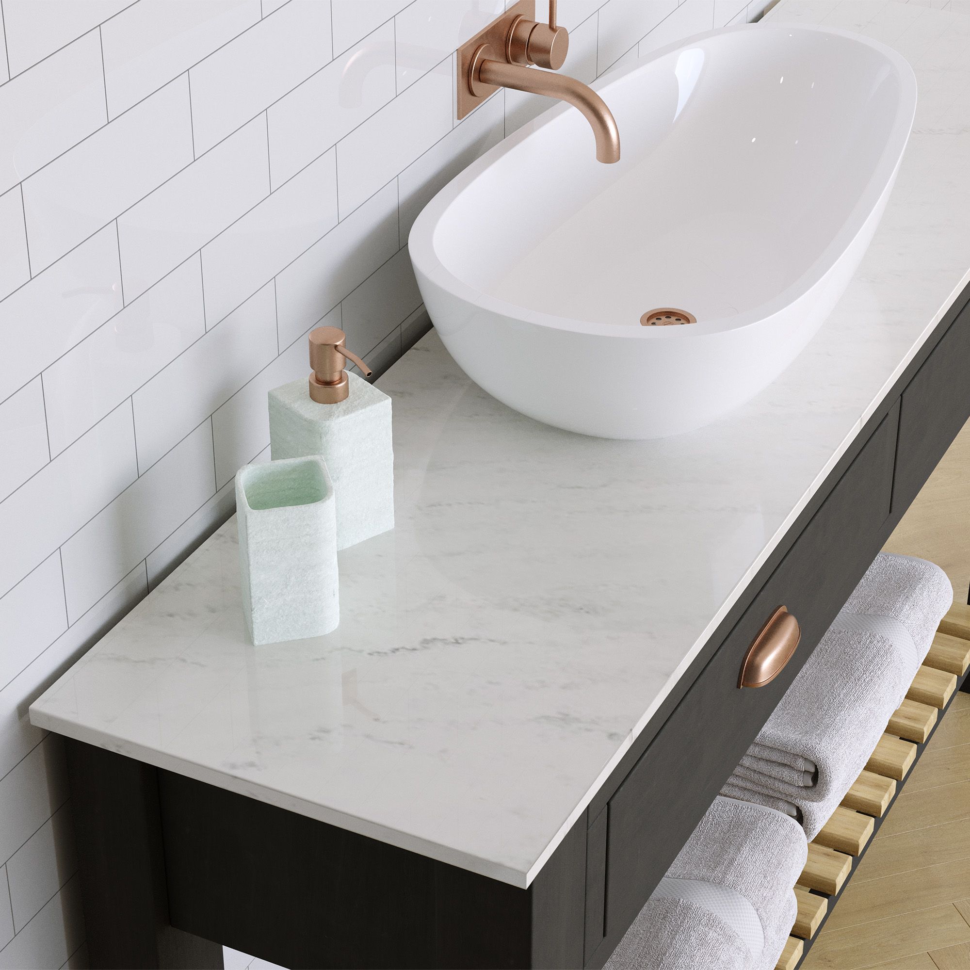 12mm Matt White Marble effect Acrylic Worktop