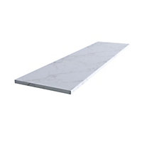 Matt White Marble effect Round edge Chipboard & laminate Bathroom Worktop (T) 2.4cm x (L) 150cm x (W) 38.5cm
