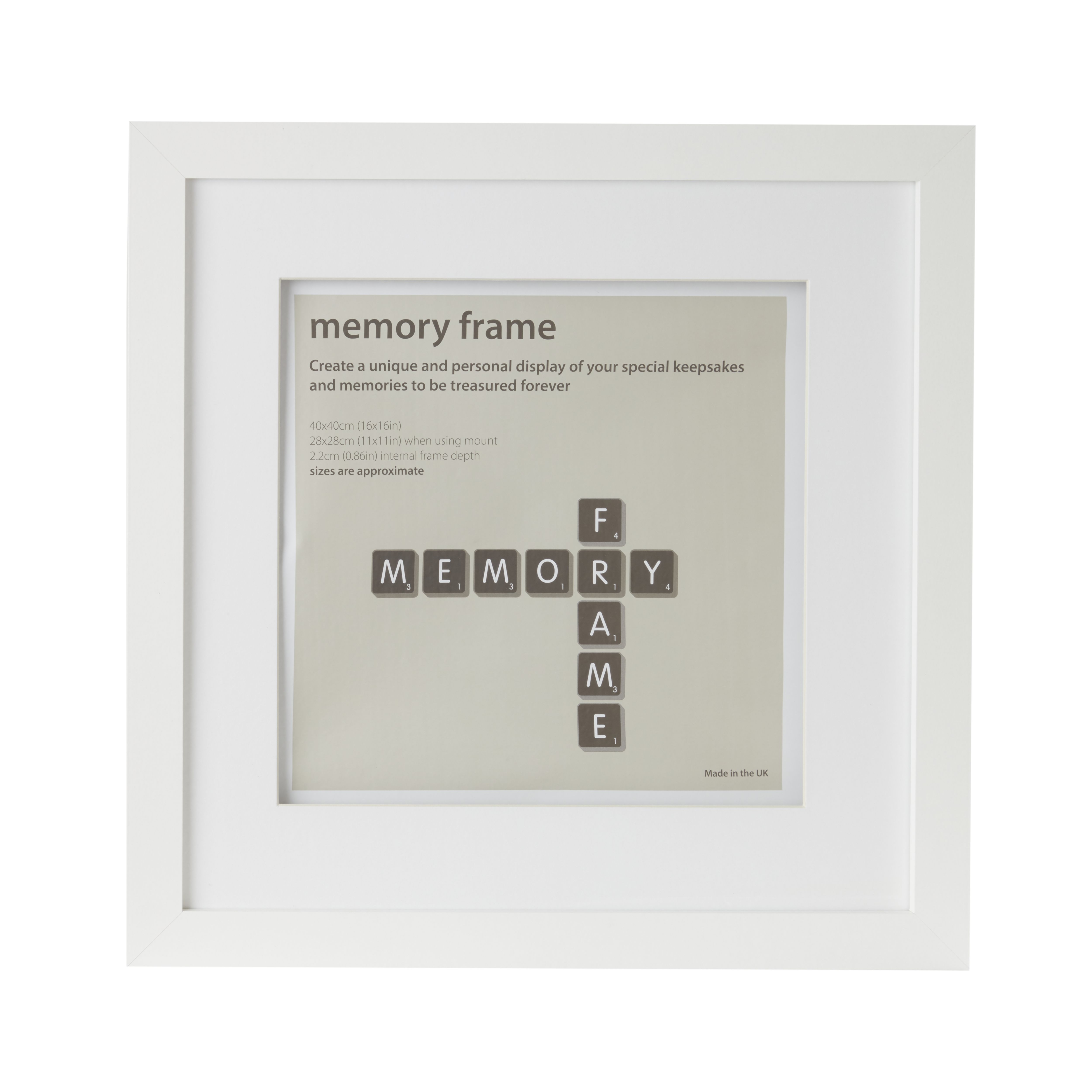 Matt White Memory box Single Picture frame (H)45cm x (W)45cm