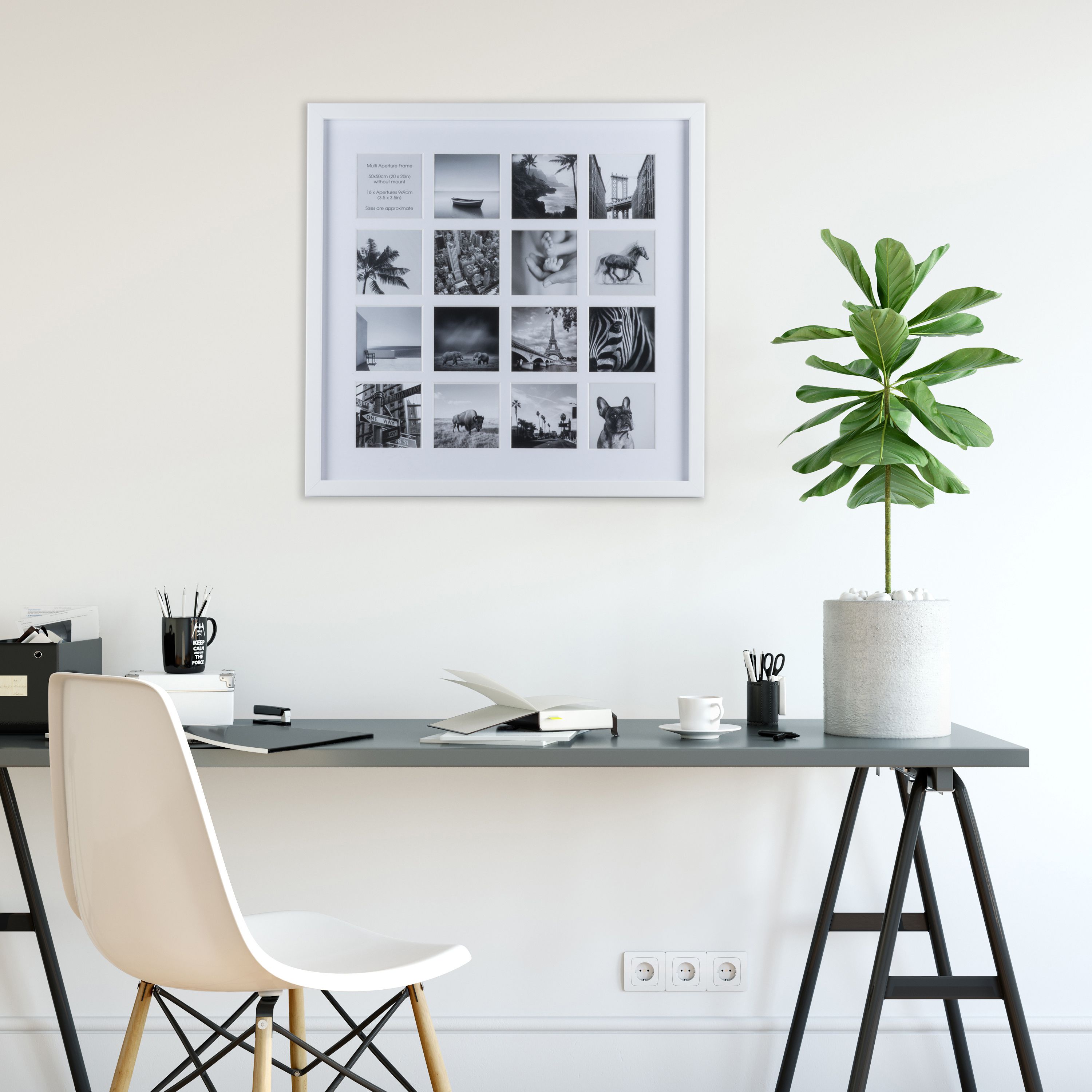 Matt White Multi Picture frame (H)53cm x (W)53cm