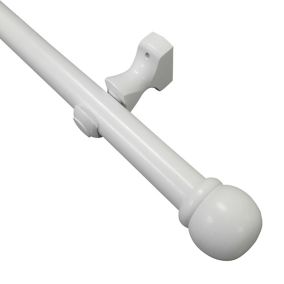 Matt White Non extendable Ball Single curtain pole set, (L)2m (Dia)28mm