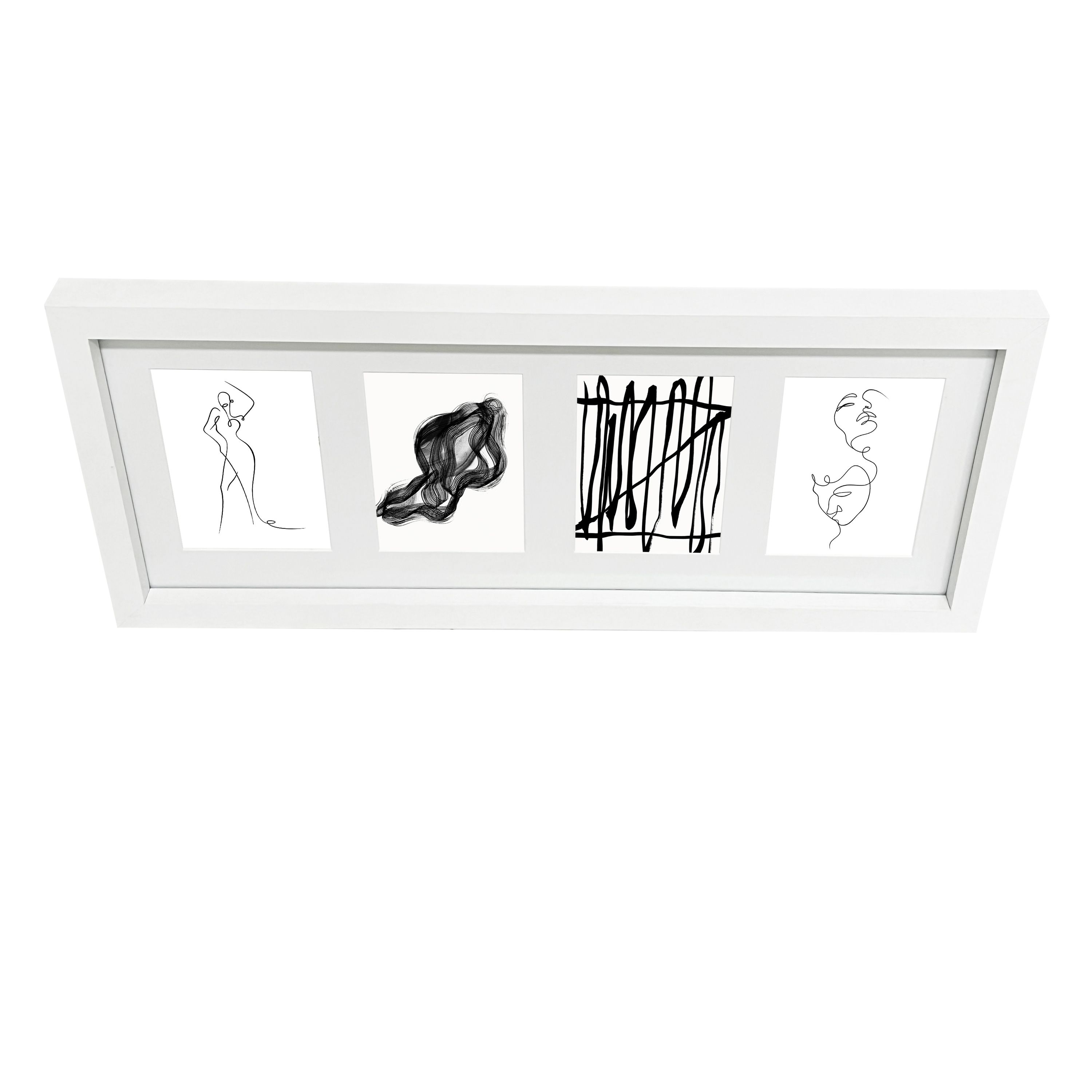 Matt White Pine effect Plain Multi Picture frame (H)22.6cm x (W)52.6cm
