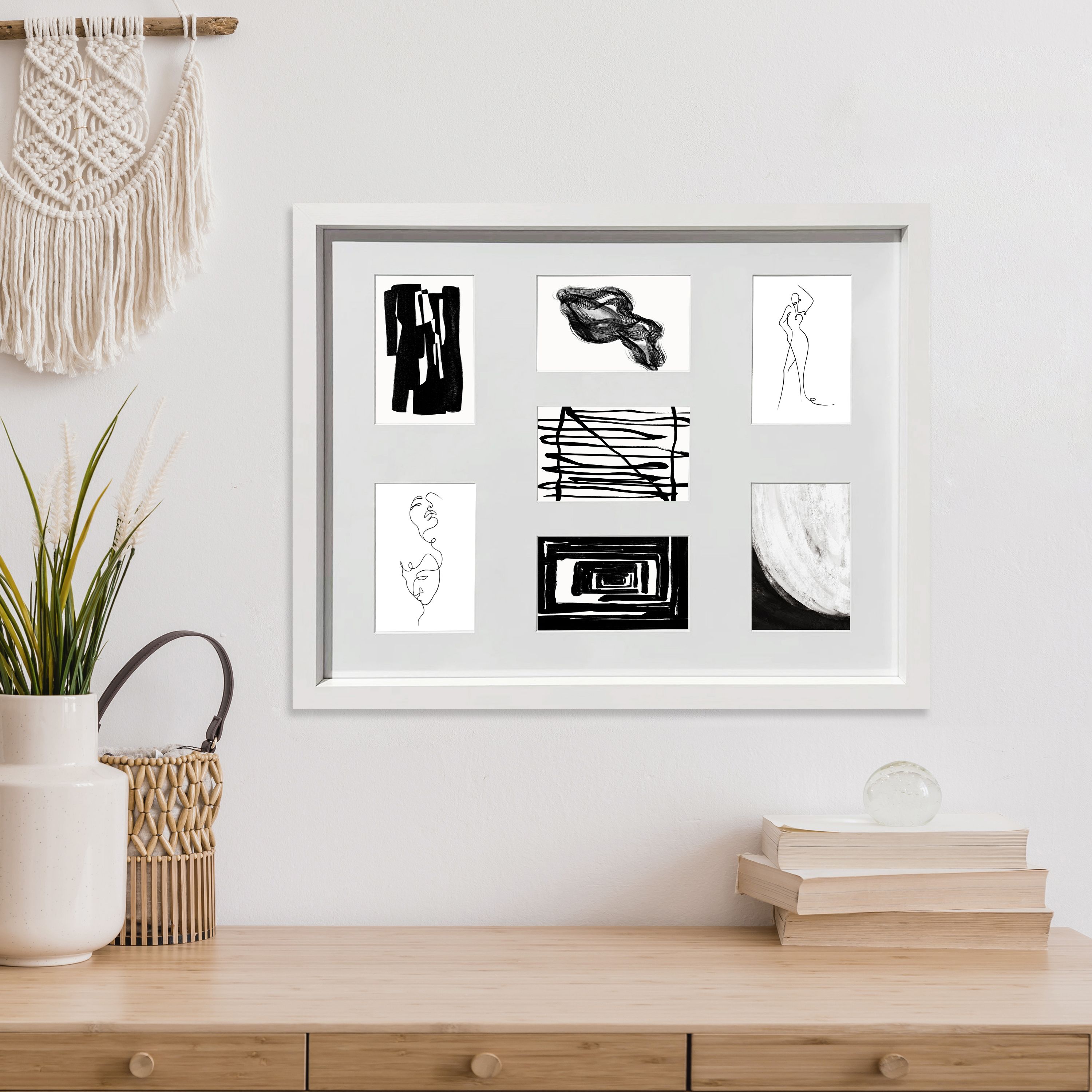 Matt White Pine effect Plain Multi Picture frame (H)55.6cm x (W)45.6cm - 3