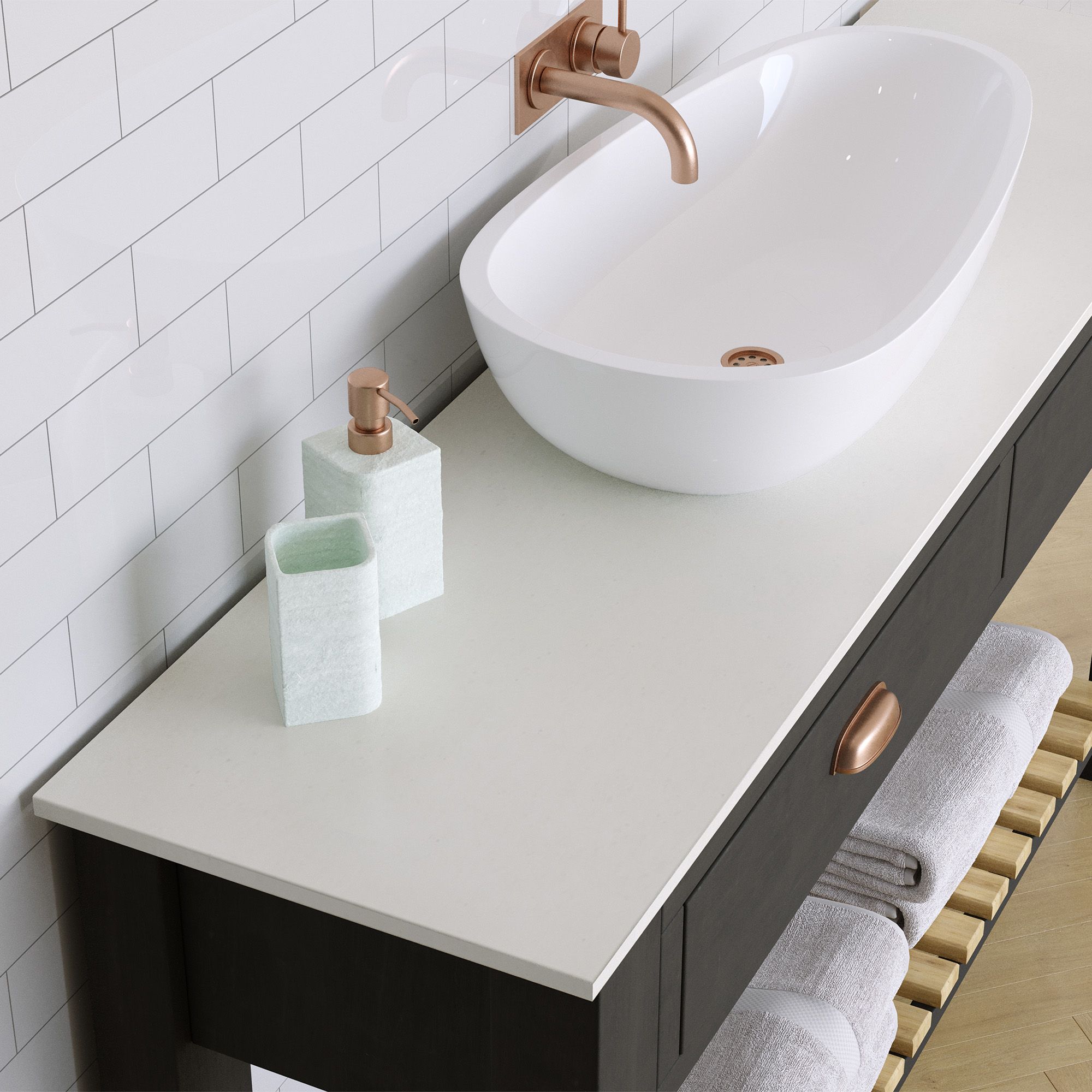 12mm Matt White Stone effect Acrylic Worktop - 3