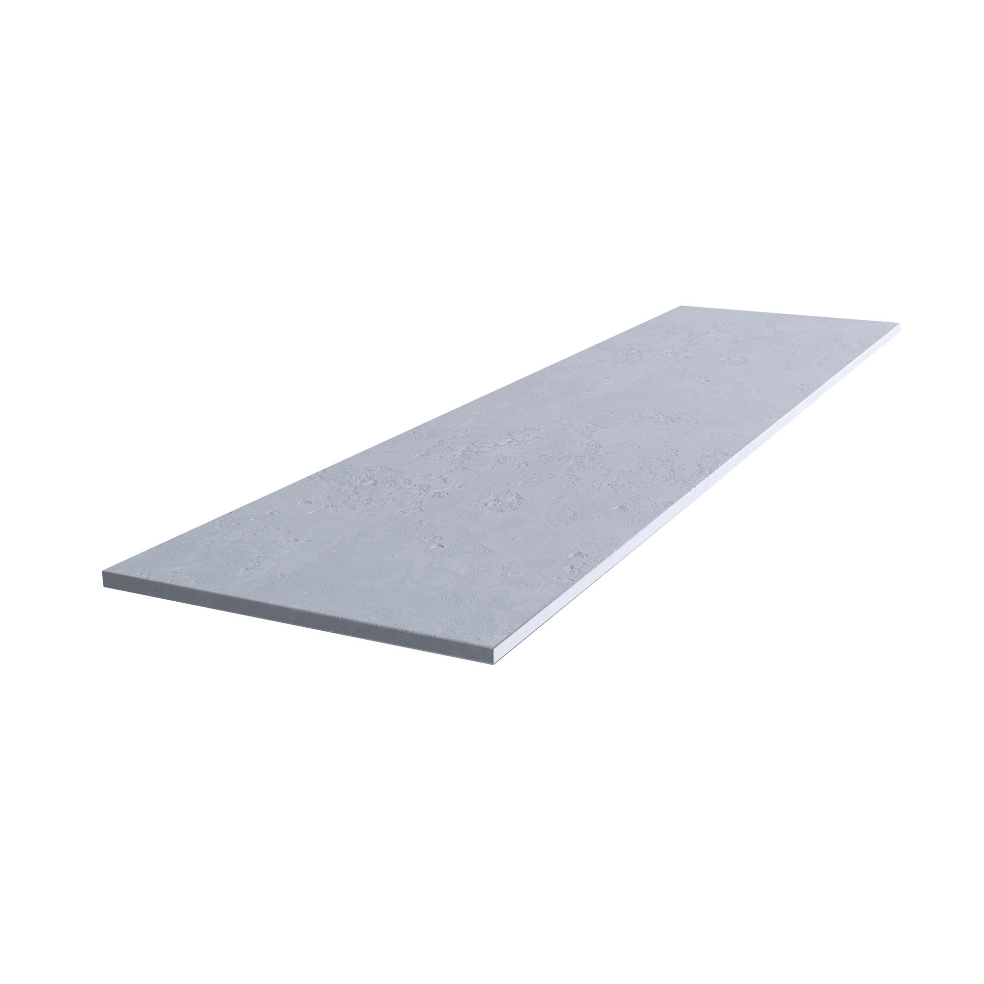 Matt White Stone effect Chamfered straight edge Solid core laminate Bathroom Worktop (T) 1.2cm x (L) 122cm x (W) 38.5cm