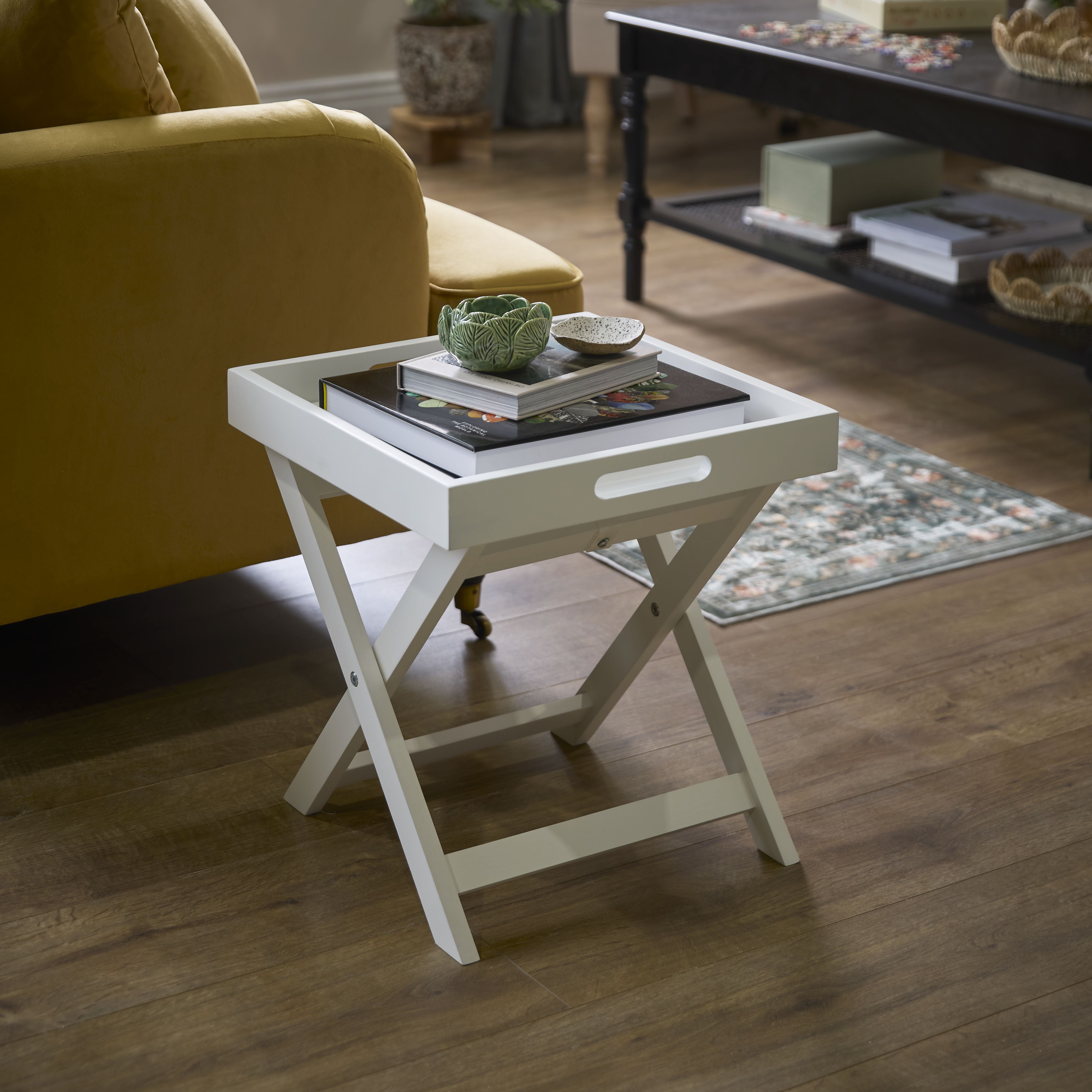 Matt white Tray table (H)44cm (W)40cm (D)40cm