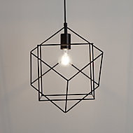 Mavique Matt Black Pendant ceiling light, (Dia)220mm