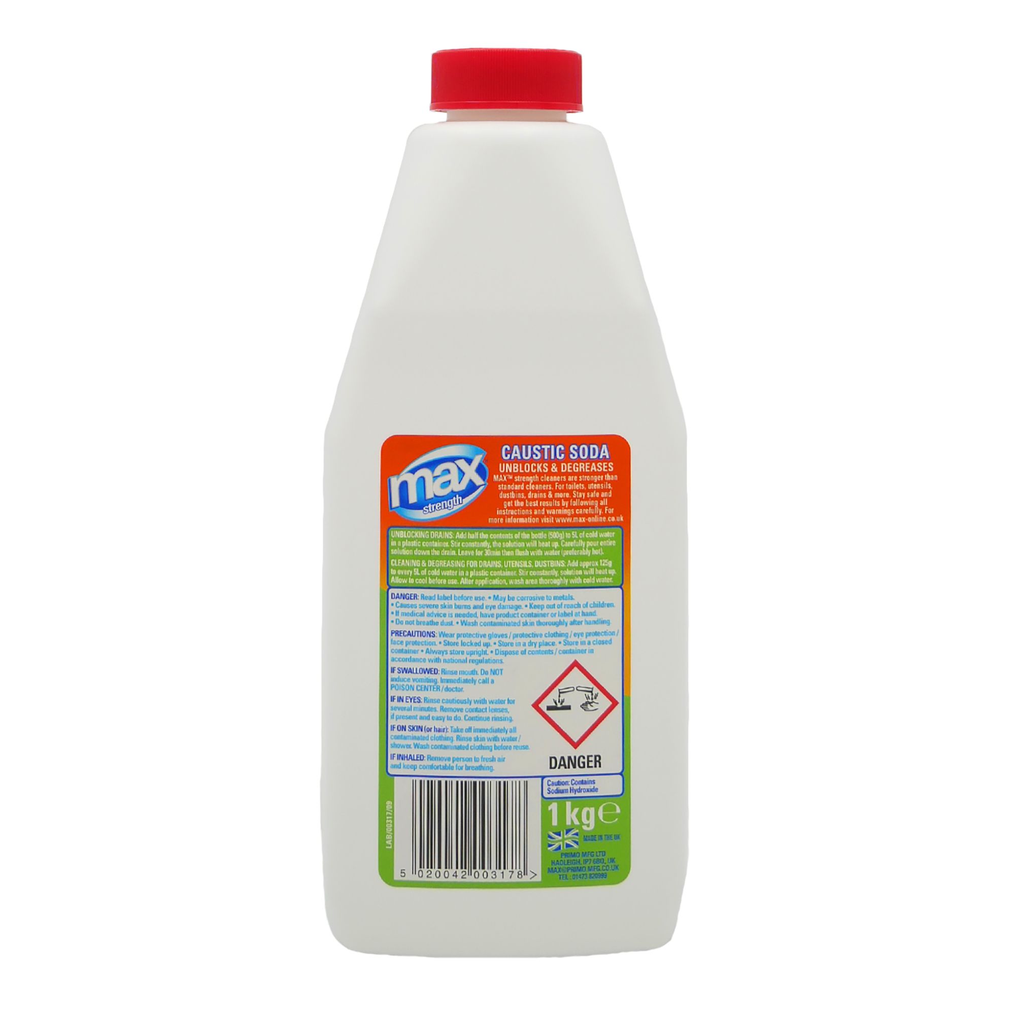 Max strength Granules Caustic soda, 1L