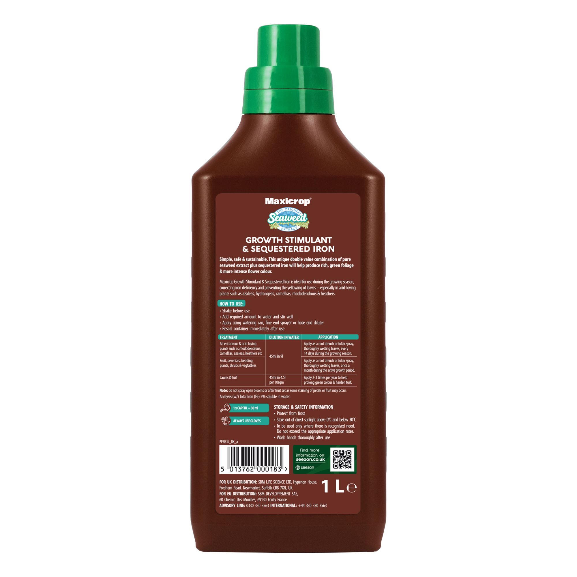 Maxicrop Liquid Growth stimulant & sequestered iron, 1L