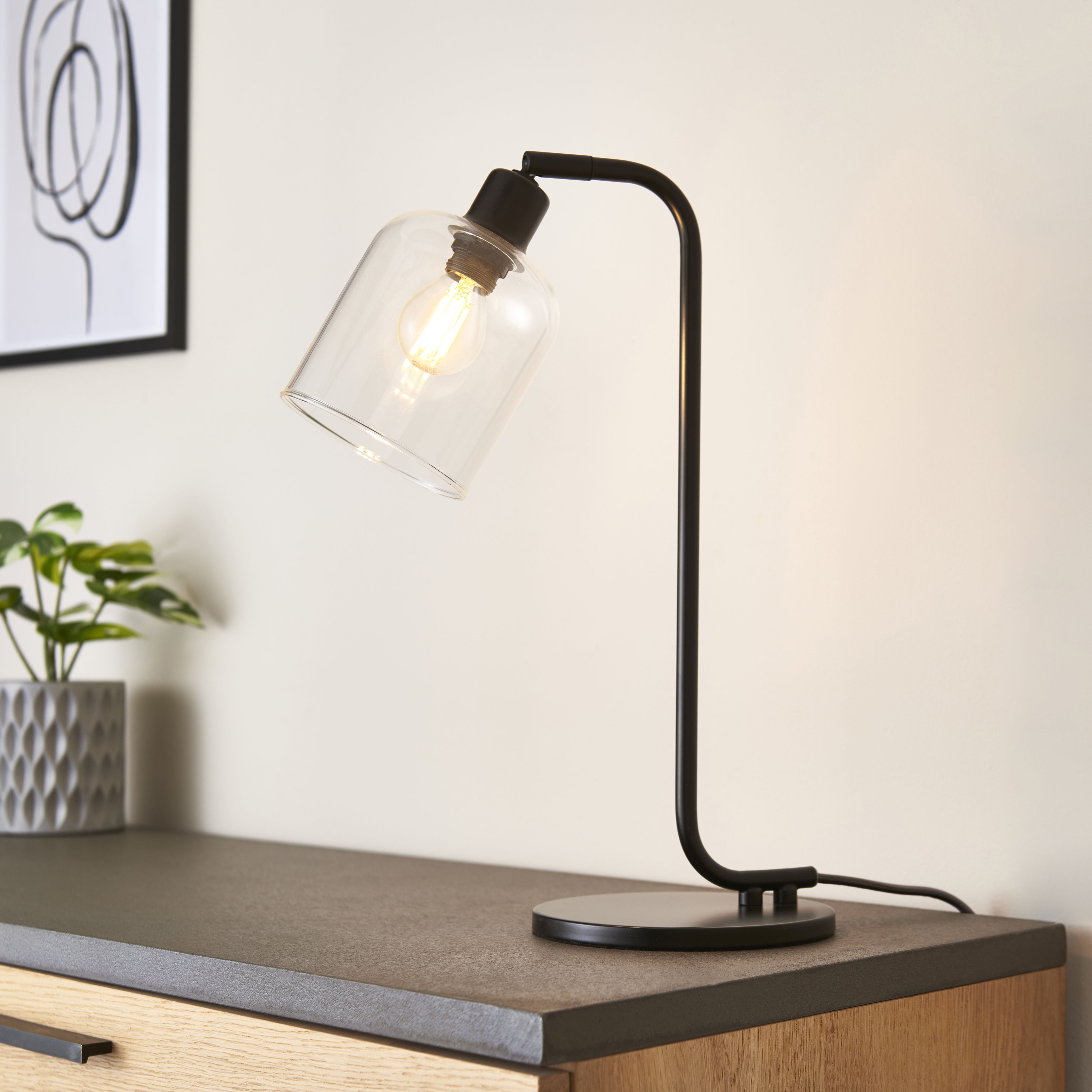 Maxton Industrial Cylinder Matt Black Table lamp