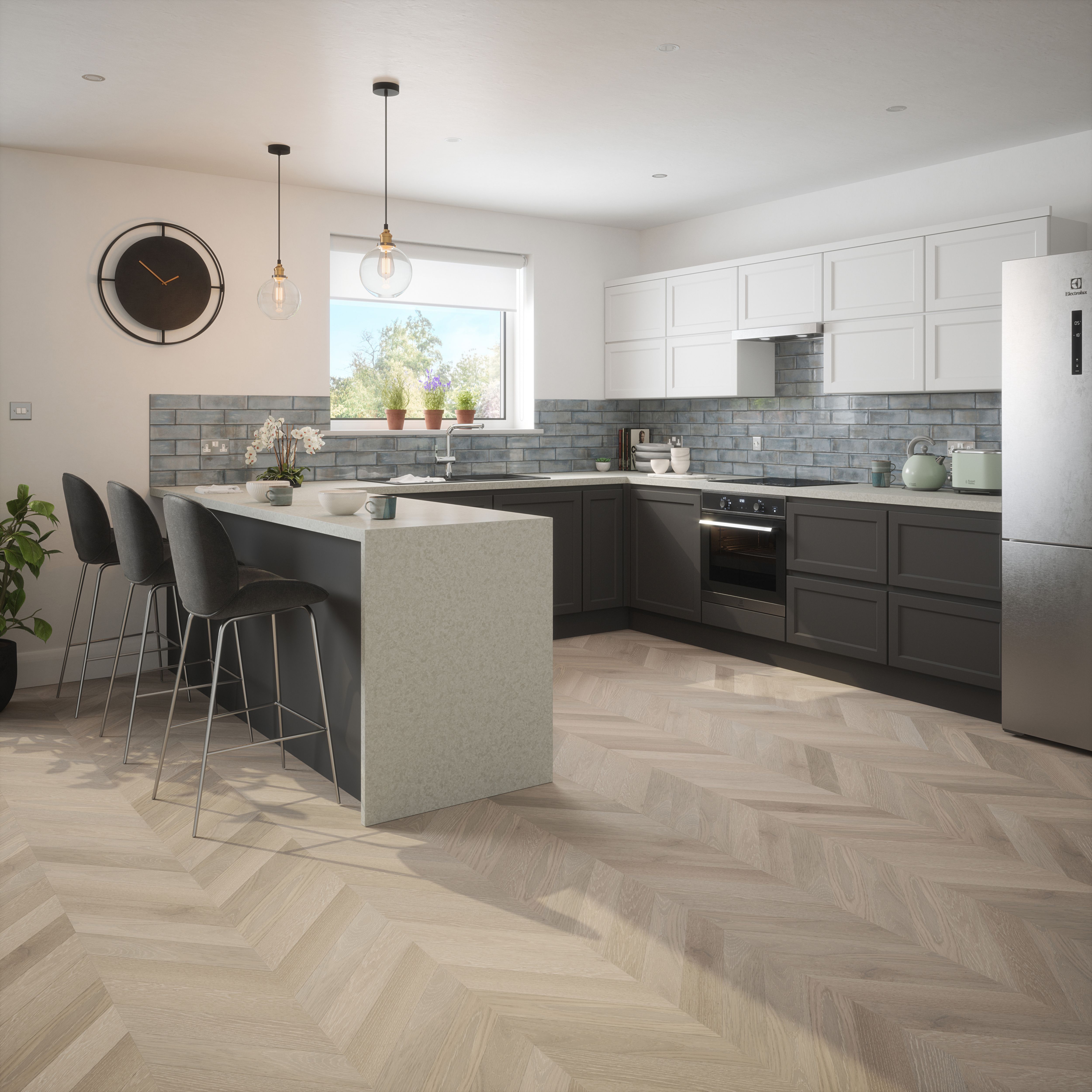 Maya Grey Gloss Structured Plain Ceramic Wall Tile - 6