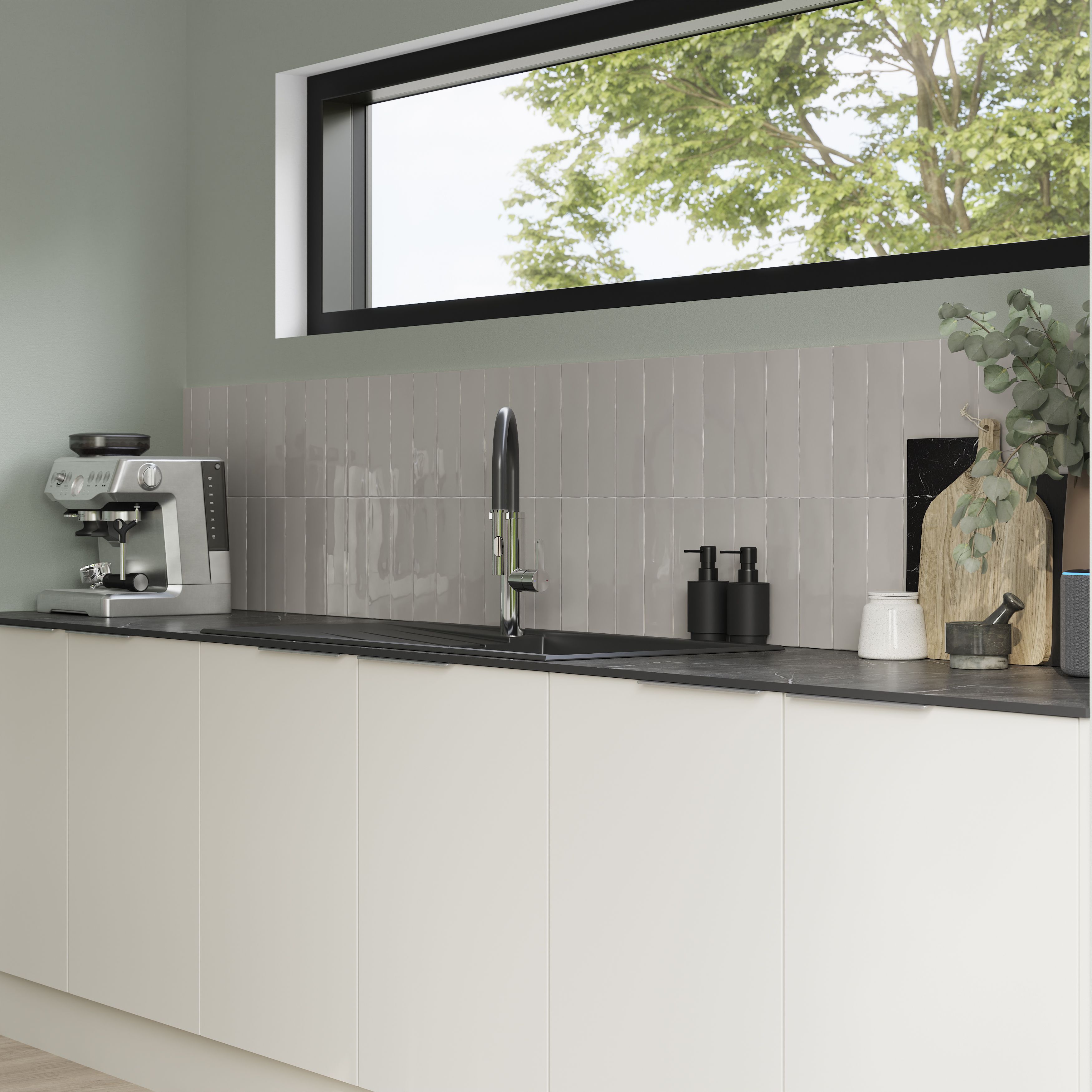 Maya White Gloss Structured Plain Ceramic Wall Tile - 6