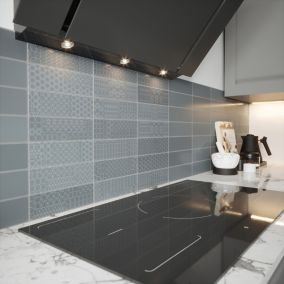 Mayfair Grey Gloss Ceramic Wall Tile, Pack of 54, (L)245mm (W)75mm