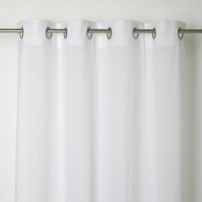 Mayna White Solid Unlined Eyelet Curtain (W)140cm (L)260cm, Single