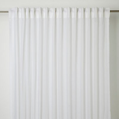 Mayna White Solid Unlined Pencil Pleat, Black White Sheer Curtains