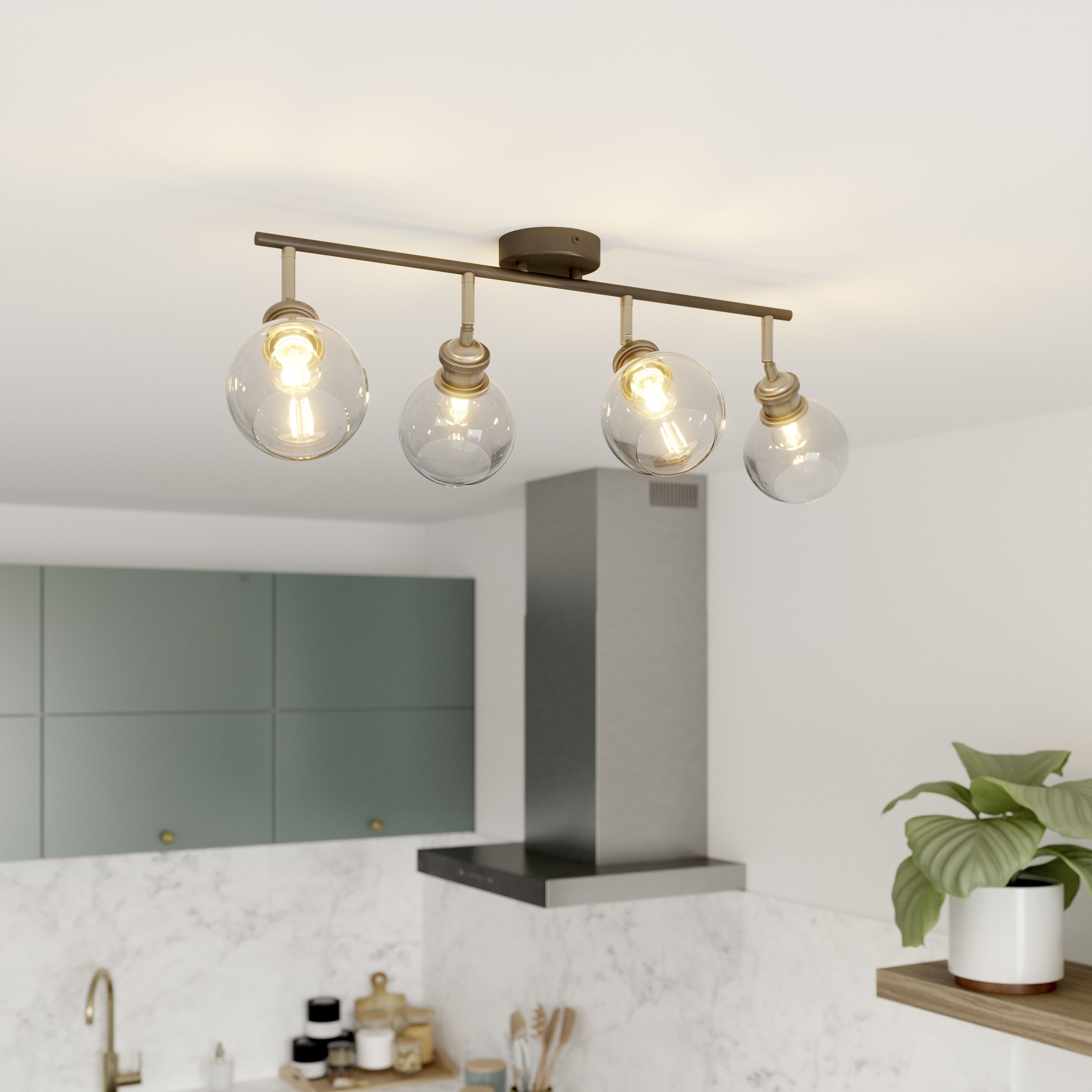 Mebel Bar Matt Antique brass effect 4 Light Spotlight
