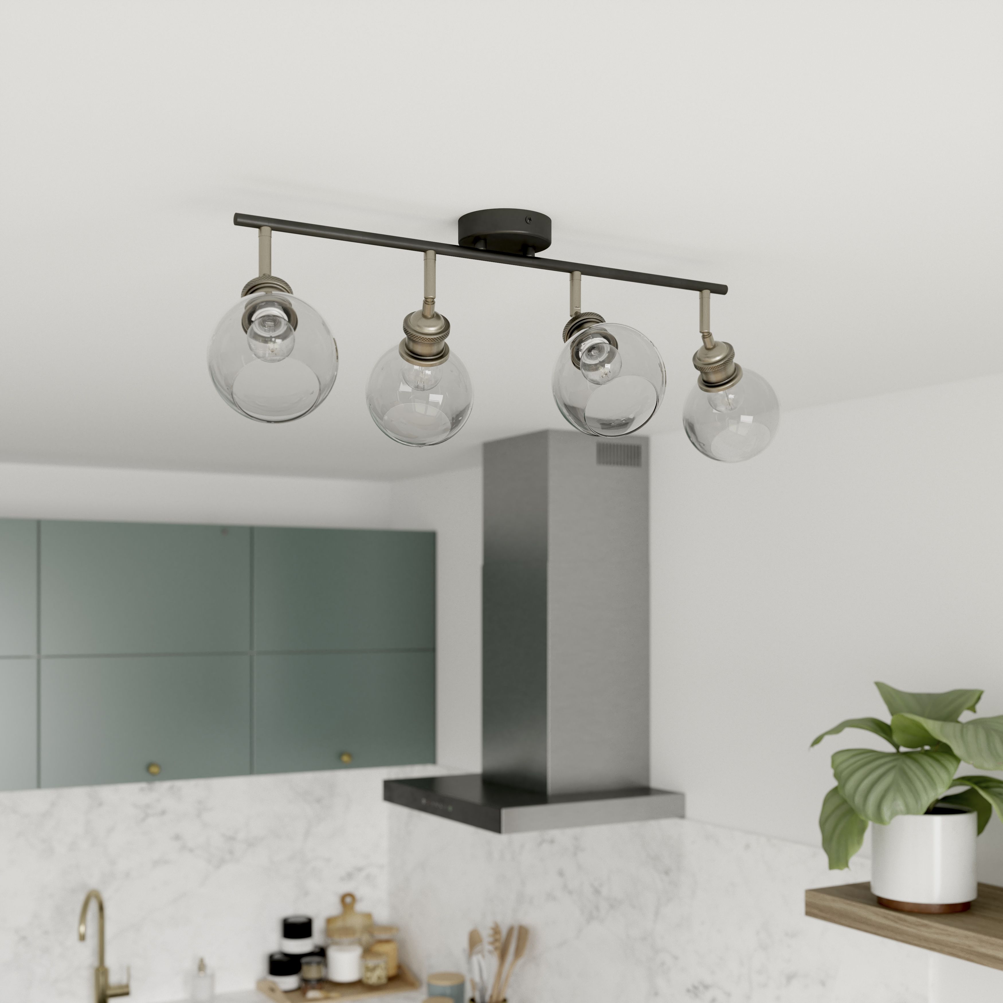 Mebel Bar Matt Antique brass effect 4 Light Spotlight