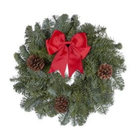 Medium Bow & pine cone Real Wreath