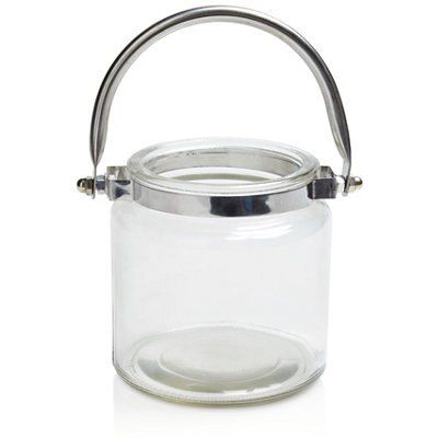 Medium Clear Glass & metal Jar