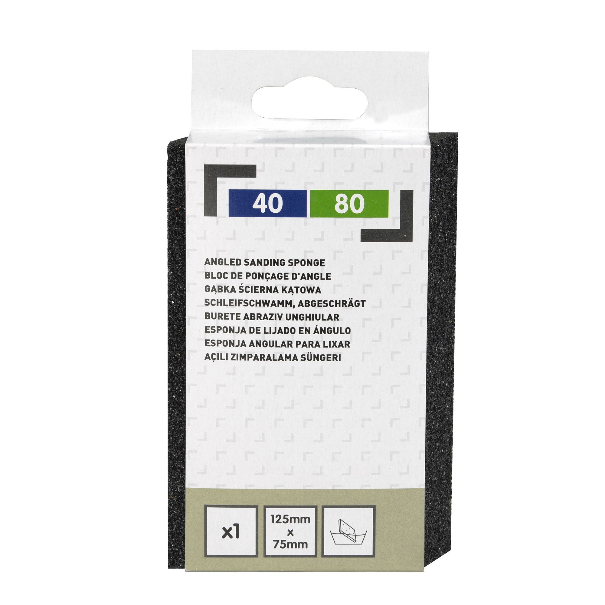 Medium/coarse Sanding sponge (L)125mm (W)75mm, 25g
