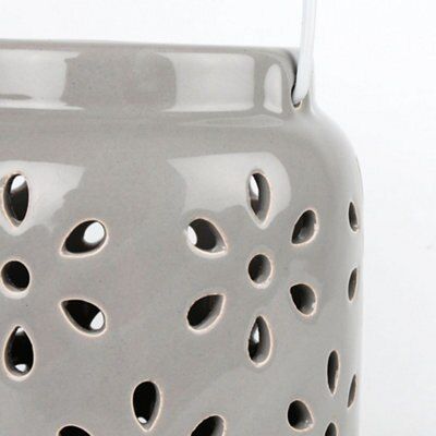 Medium Cream Flower Ceramic Candle lantern