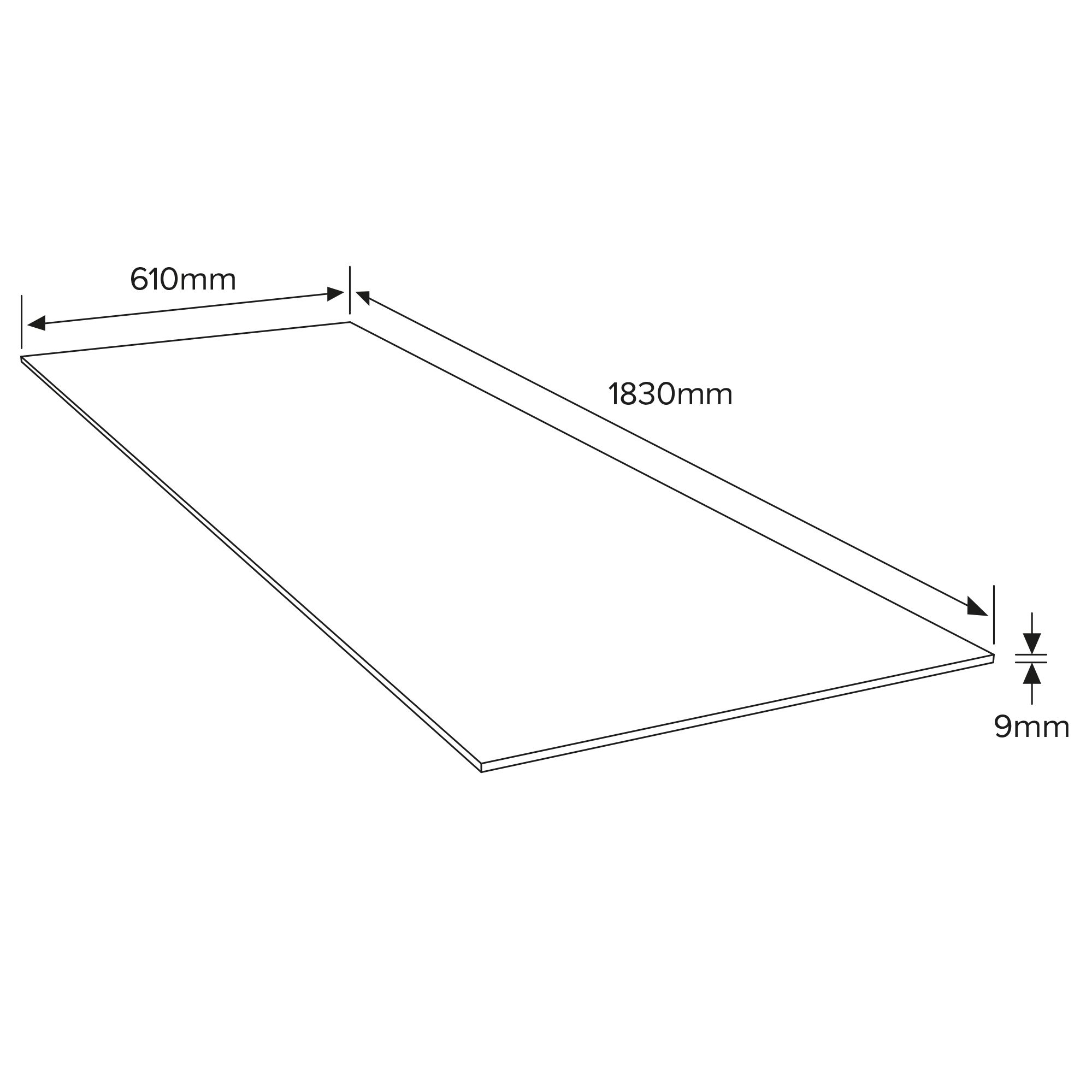 Medium-density fibreboard (MDF) Fibreboard (L)1830mm (W)607mm (T)9mm