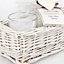 Medium Glass & wicker Decorative basket, Set of 3, Cream