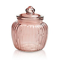 Medium Ornate Glass Jar, Pink