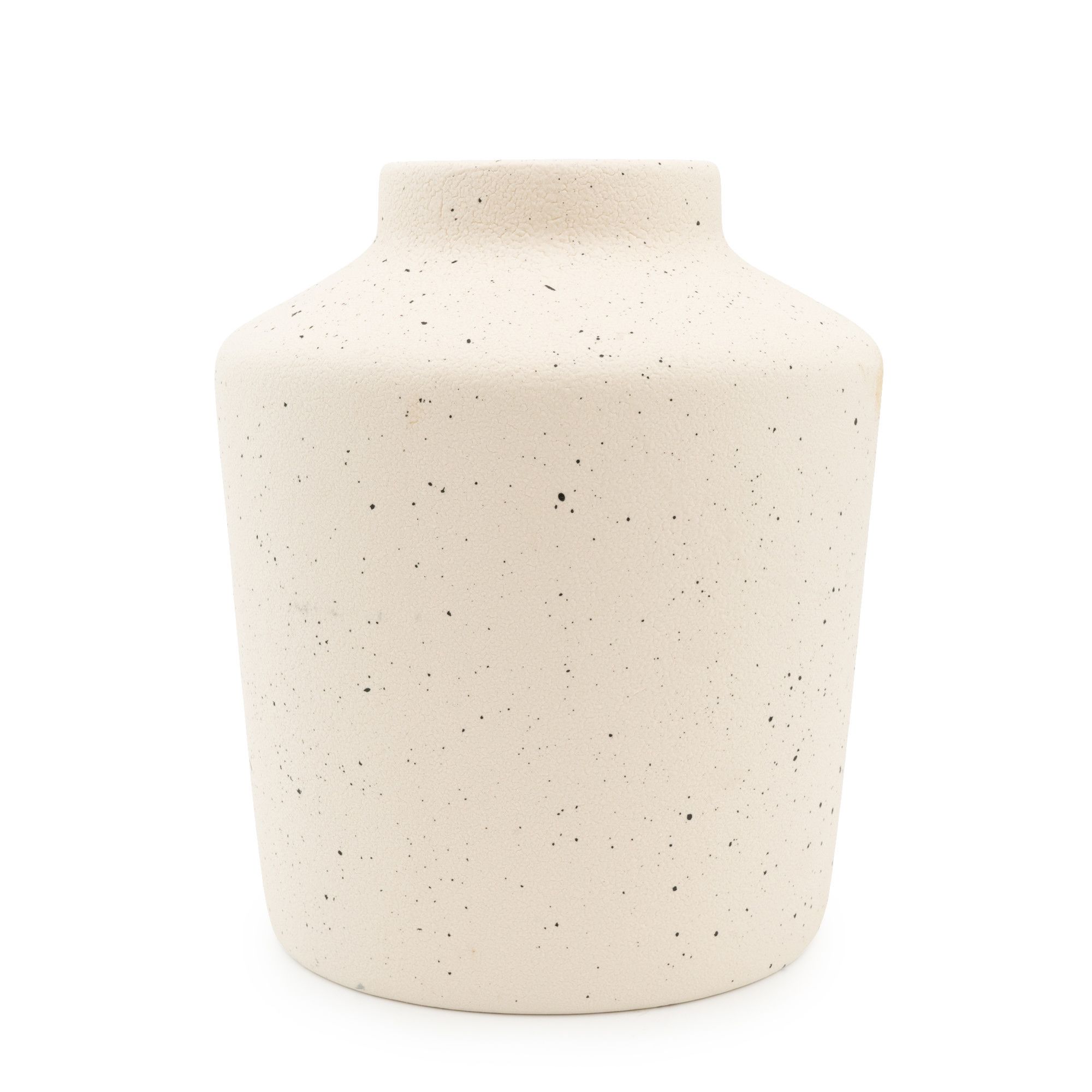 Medium Speckled Cream & Black Matt Vase, 24.5cm