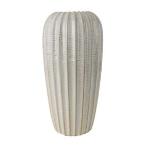 Medium Traditional Ridged Cream Matt Vase, 28.5cm