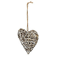 Medium Wicker heart Wicker Hanging ornament, Natural