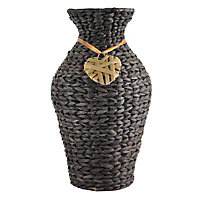 Medium Wicker Vase , Brown