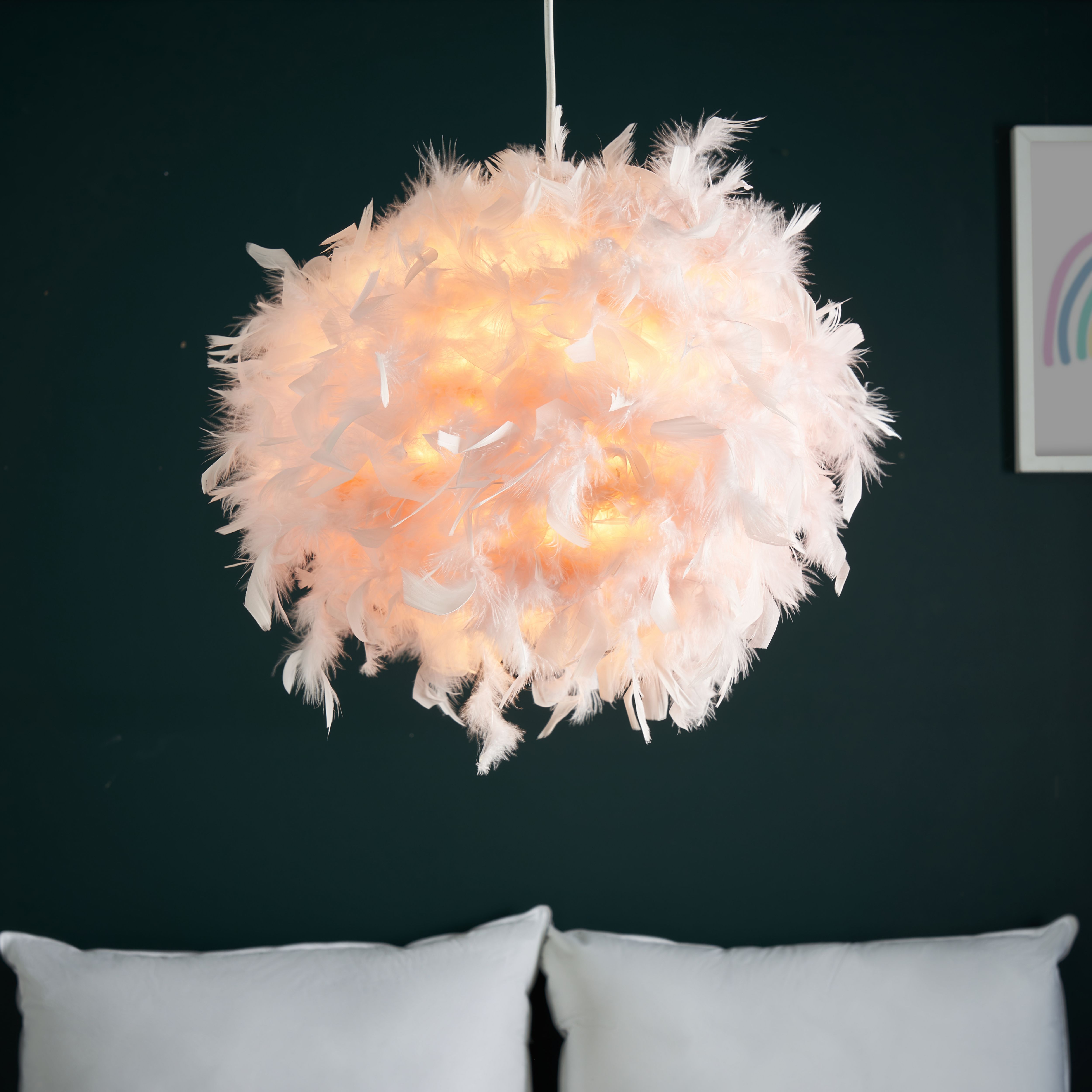 Meira Pink Feathered Spherical Light shade (D)40cm
