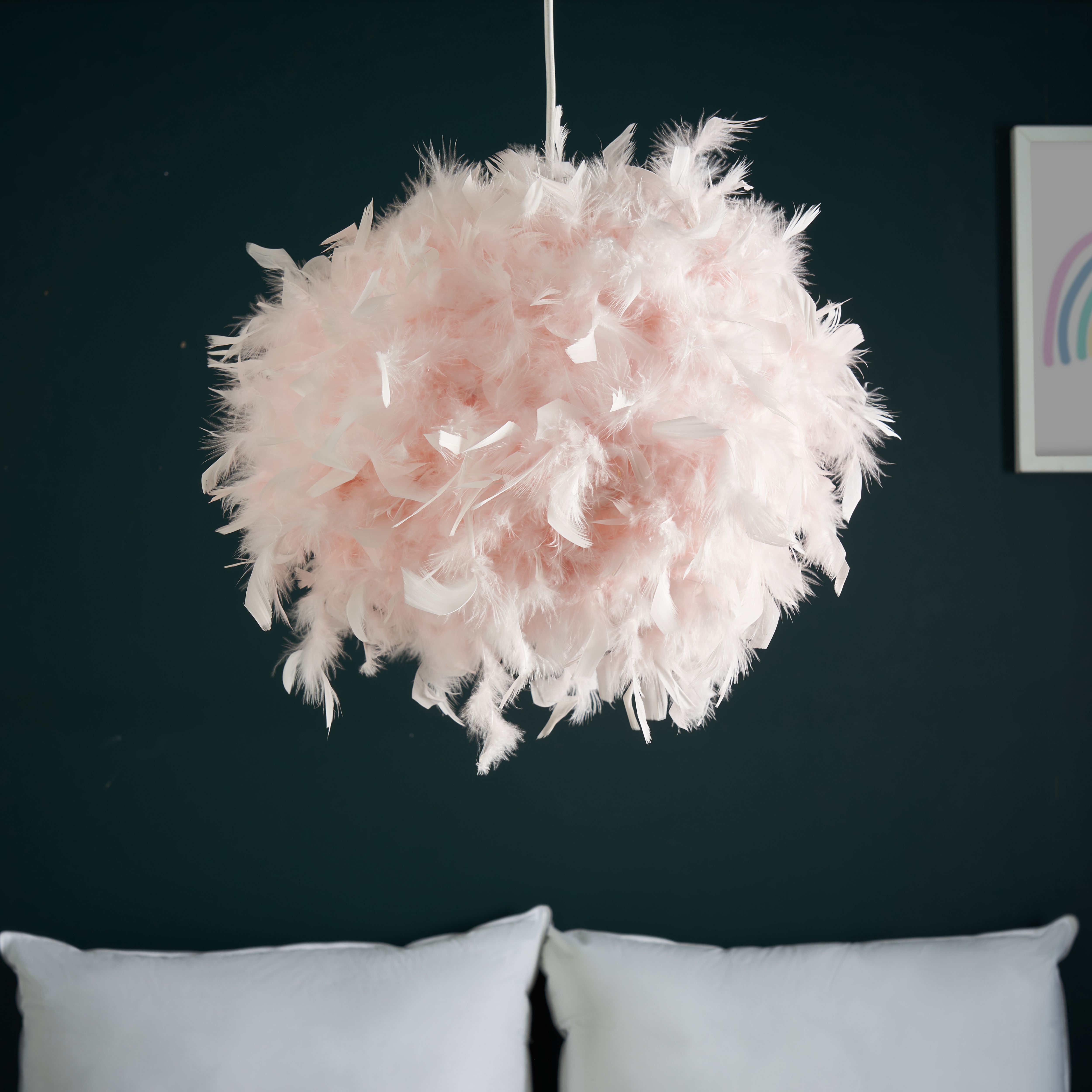 Meira Pink Feathered Spherical Light shade (D)40cm