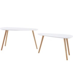Merak Matt white & natural Non extendable Side table