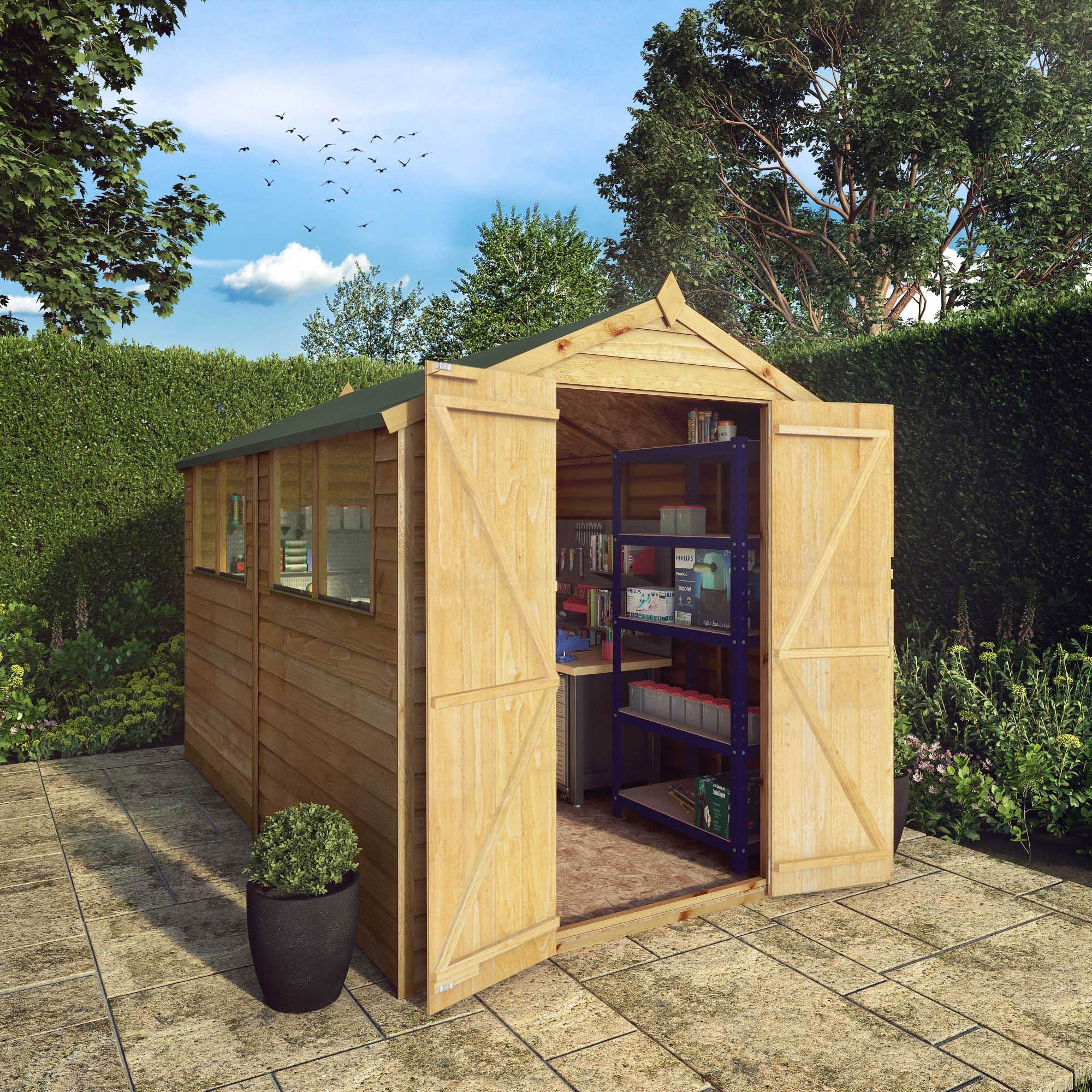 Mercia 10x6 ft Apex Wooden 2 door Shed with floor & 4 windows