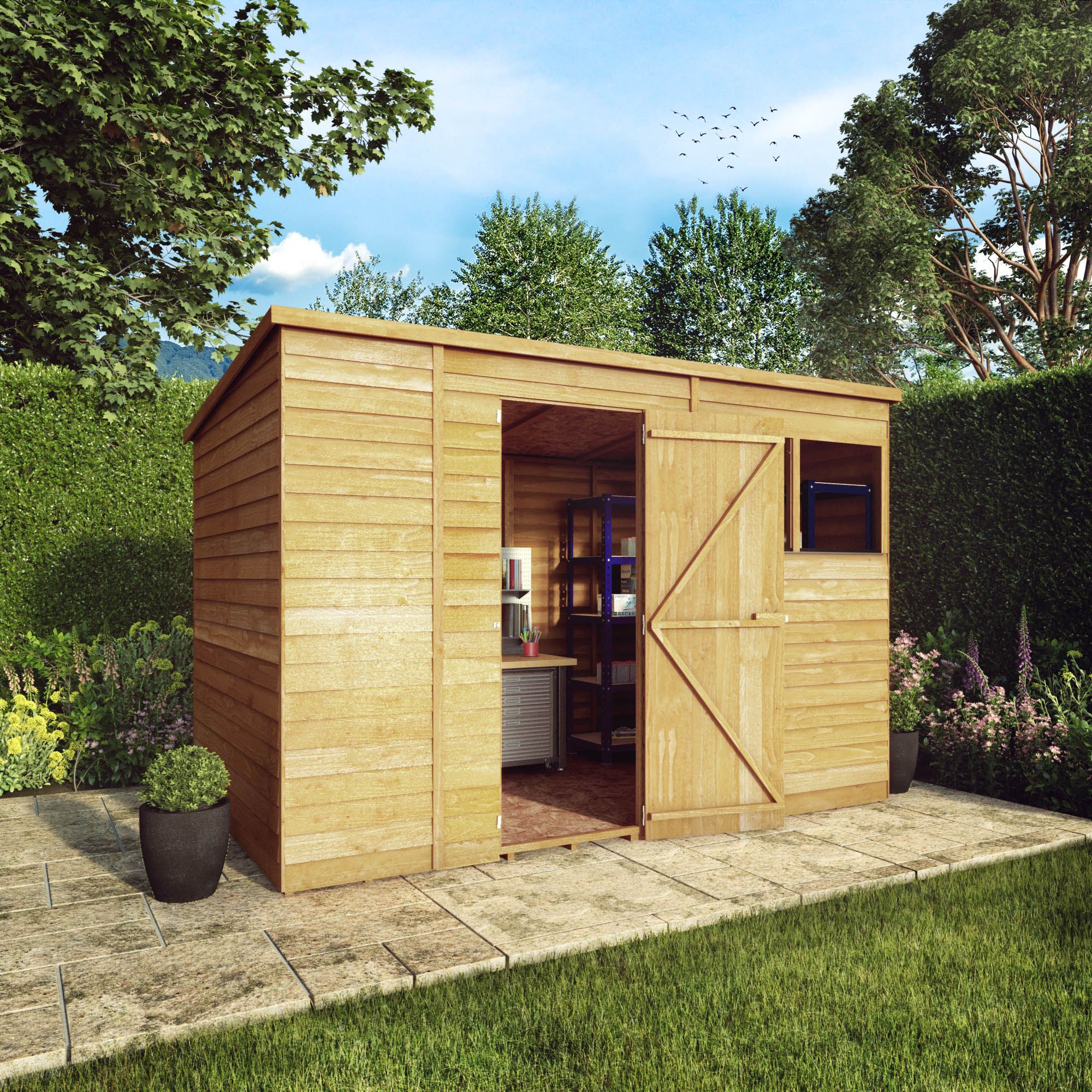 Mercia 10x6 ft Pent Wooden Shed with floor & 2 windows