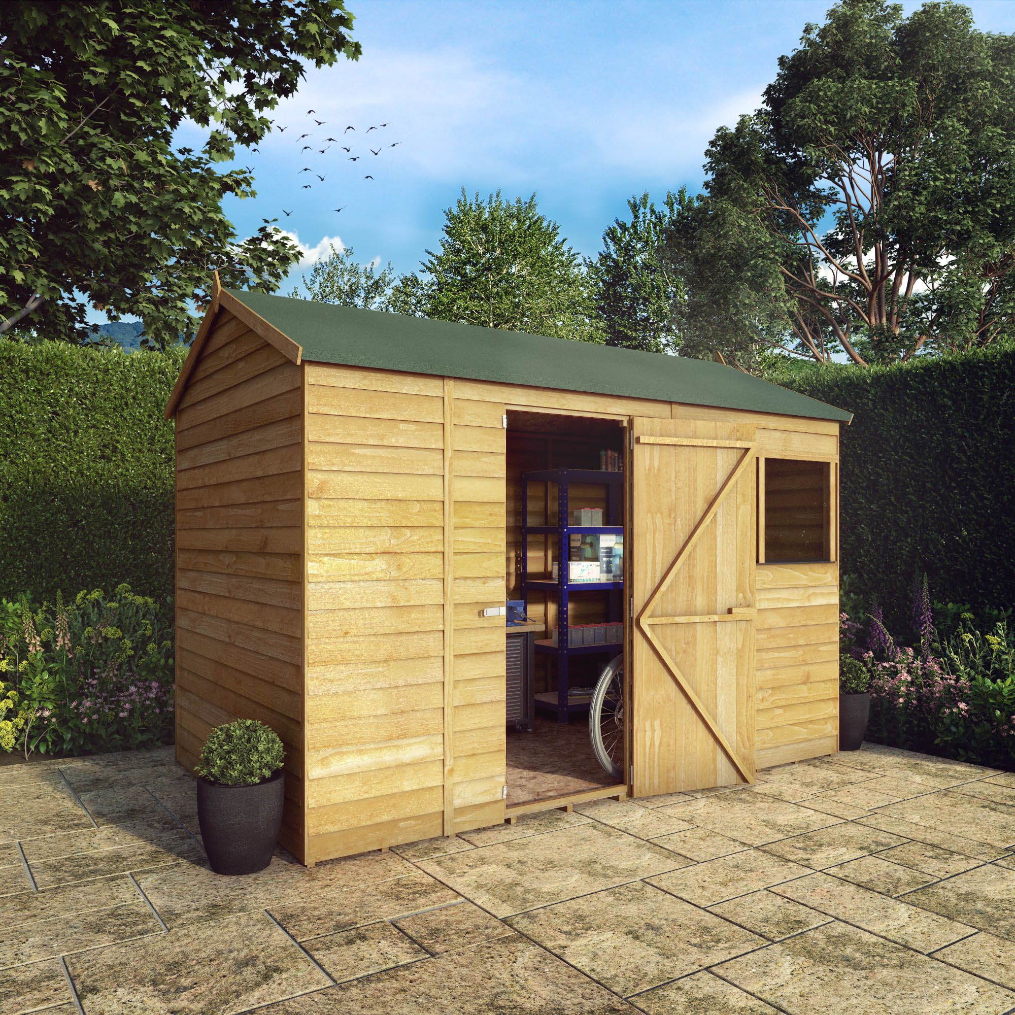 Mercia 10x6 ft Reverse apex Wooden Shed with floor & 2 windows