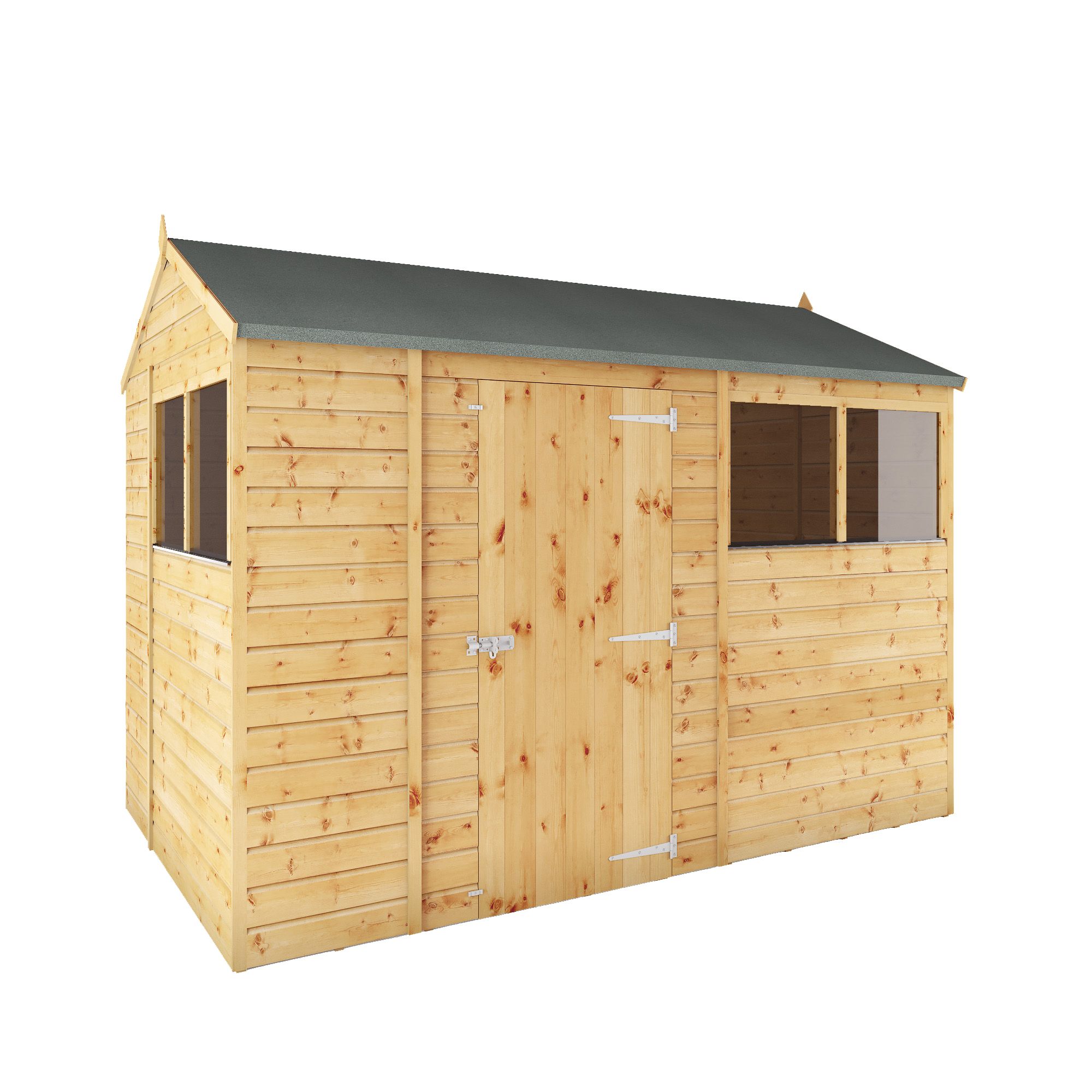 Mercia 10x6 ft Reverse apex Wooden Shed with floor & 4 windows