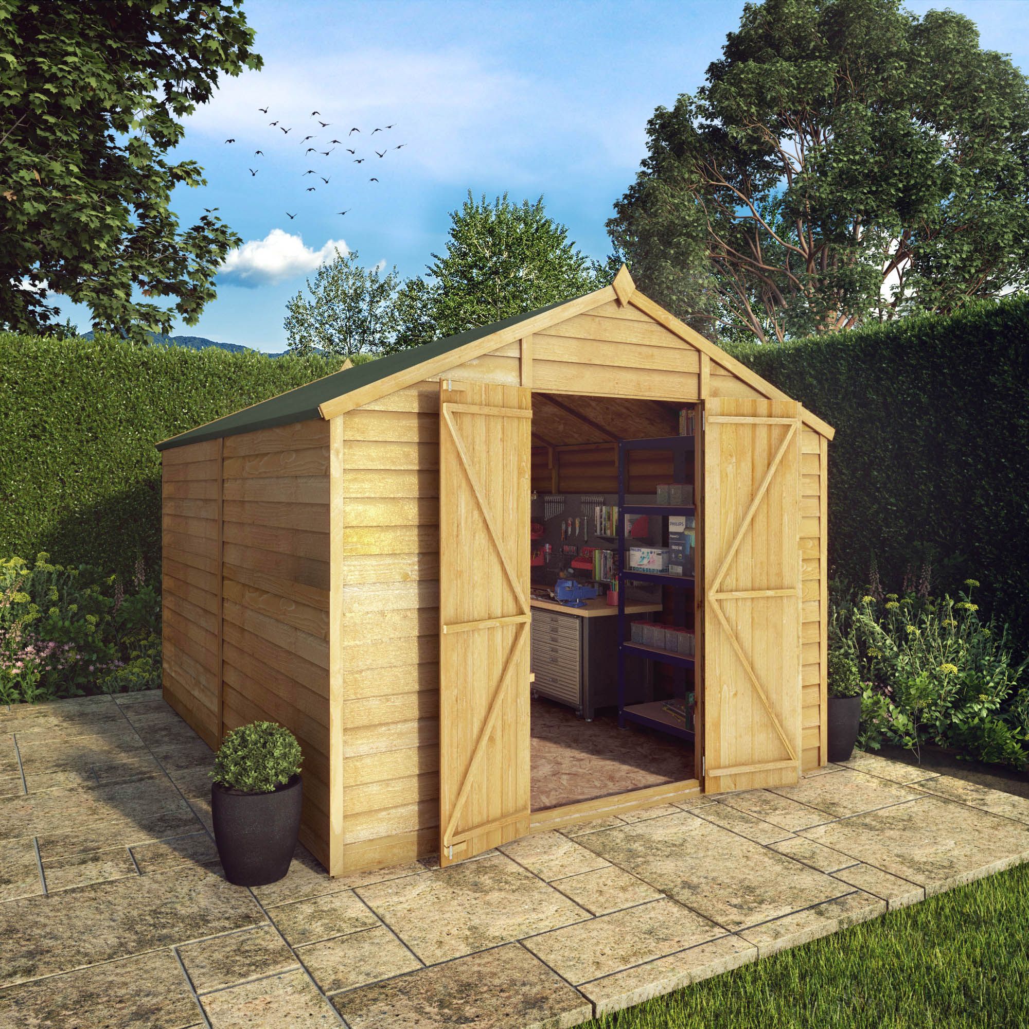 Mercia 10x8 ft Apex Wooden 2 door Shed with floor & 4 windows