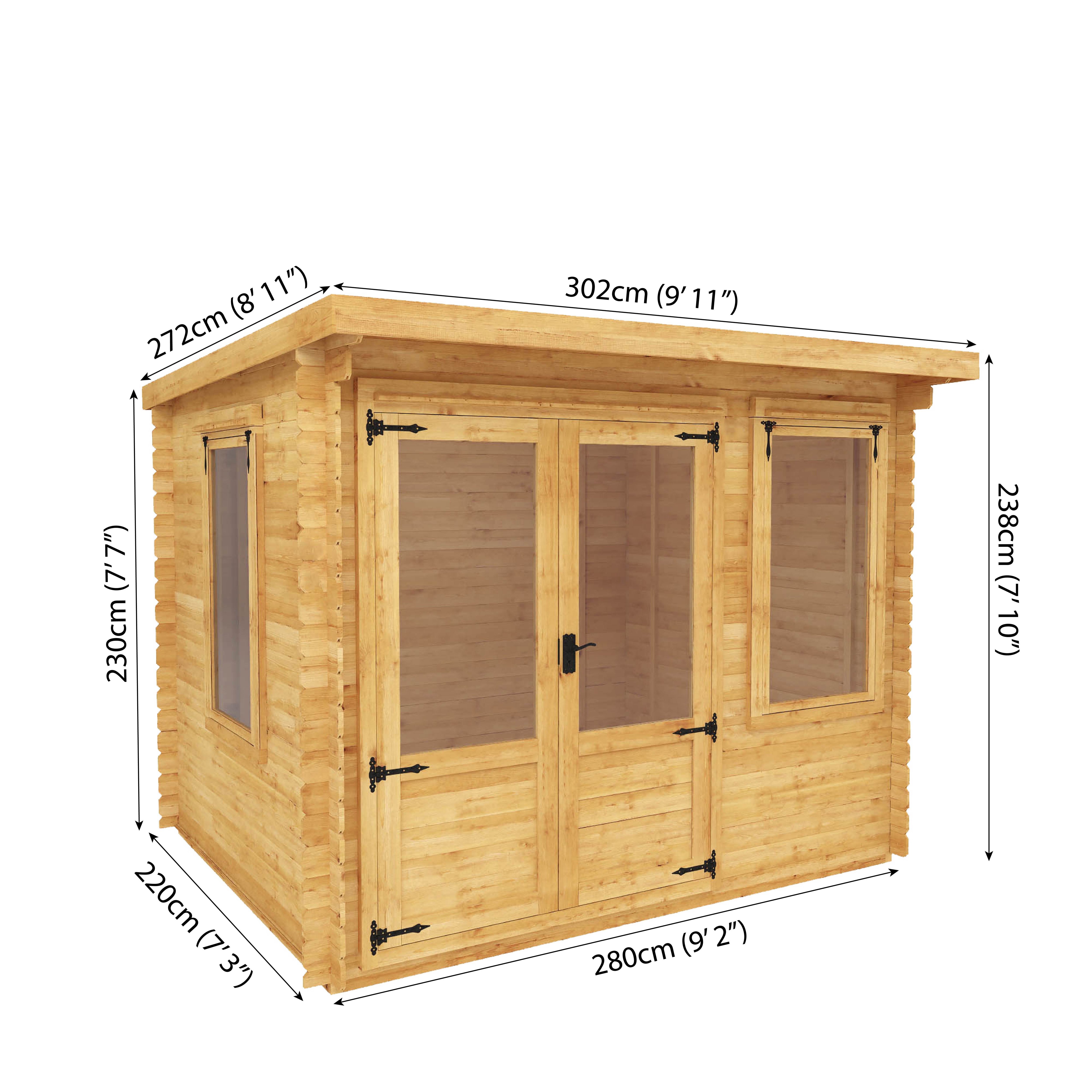 Mercia 10x8 ft with Double door Pent Cabin