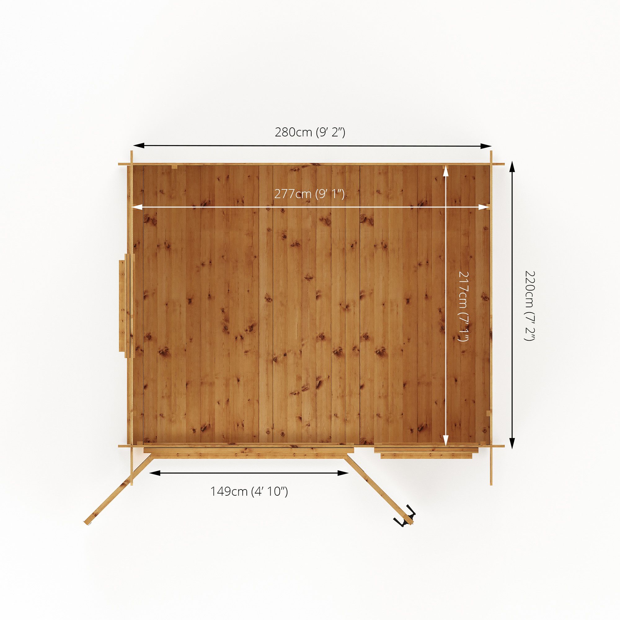 Mercia 10x8 ft with Double door Pent Cabin