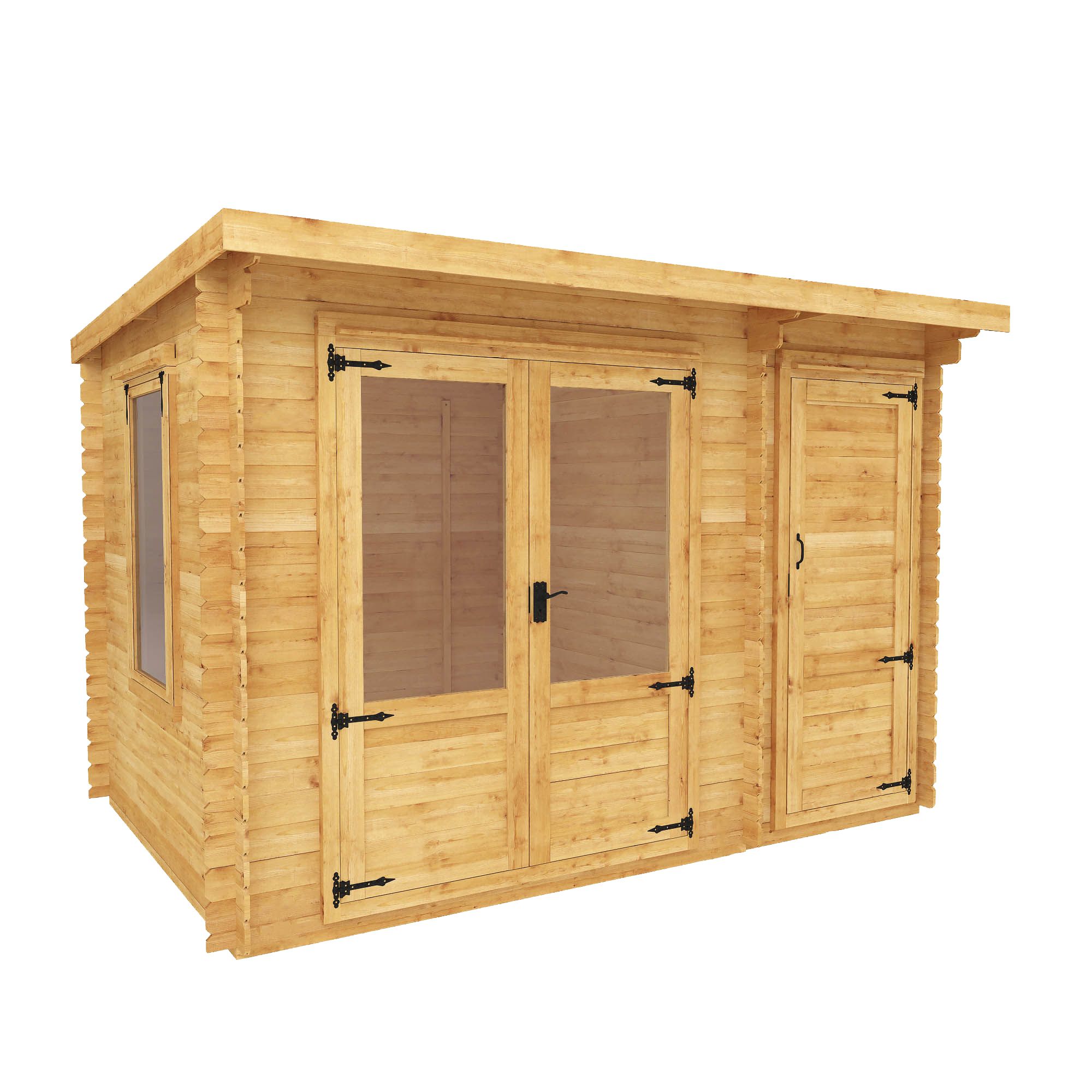 Mercia 11x8 Pent Tongue & groove Cabin with Double door | DIY at B&Q